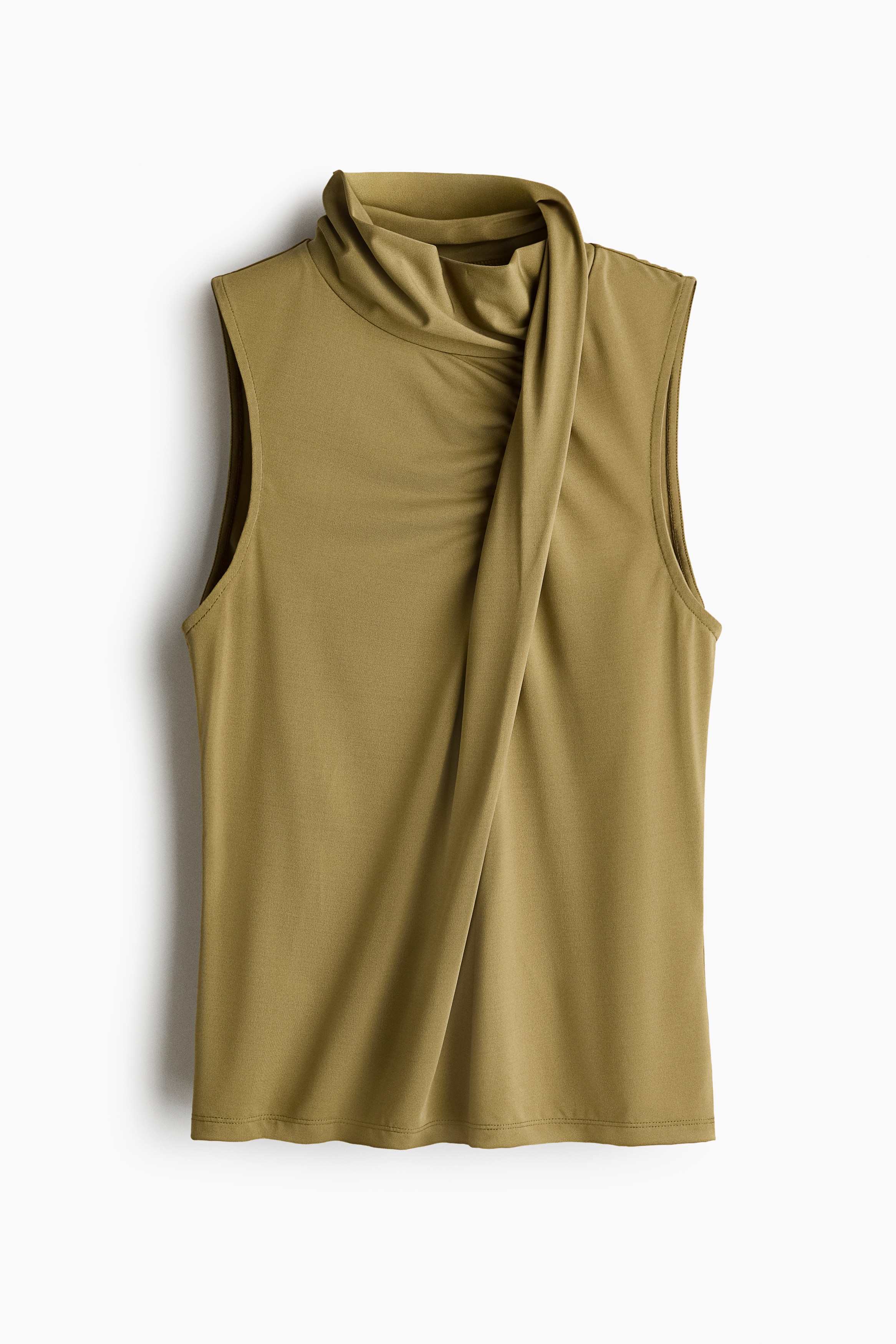 Draped jersey top - Light khaki green/Dark brown/Dark brown