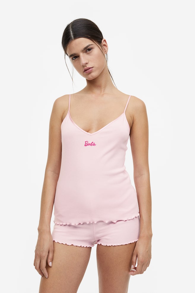 Natsæt med camitop og shorts - Lys rosa/Barbie - 1