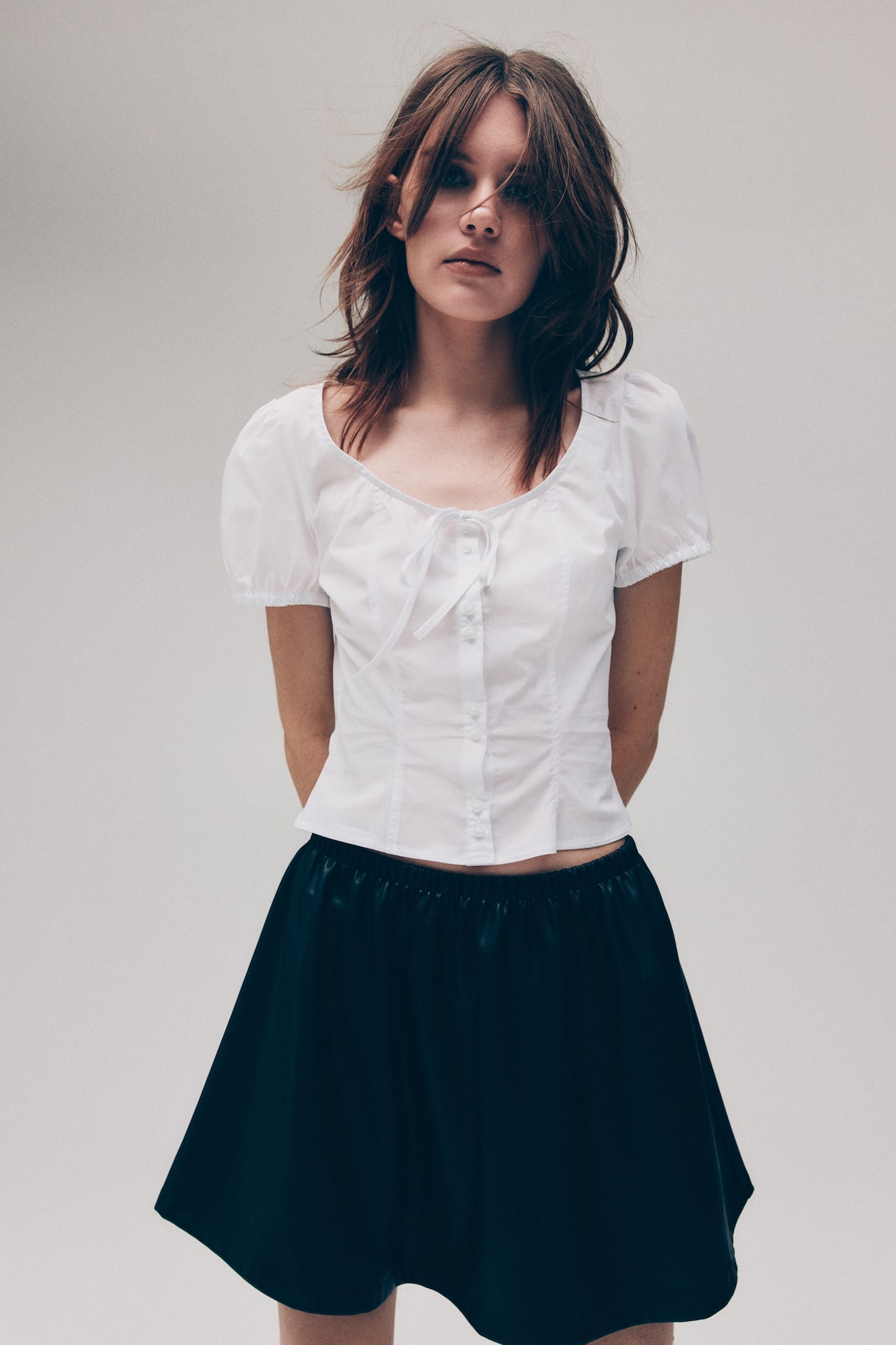 Puff-Sleeved Poplin Blouse - image 4
