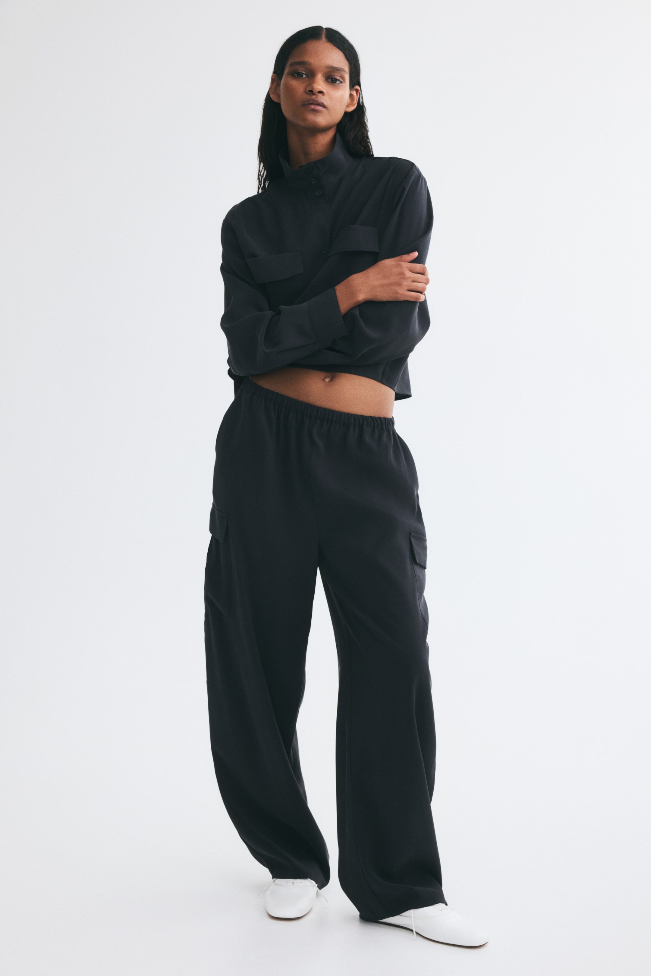 Stand-Up Collar Viscose-Blend Shirt