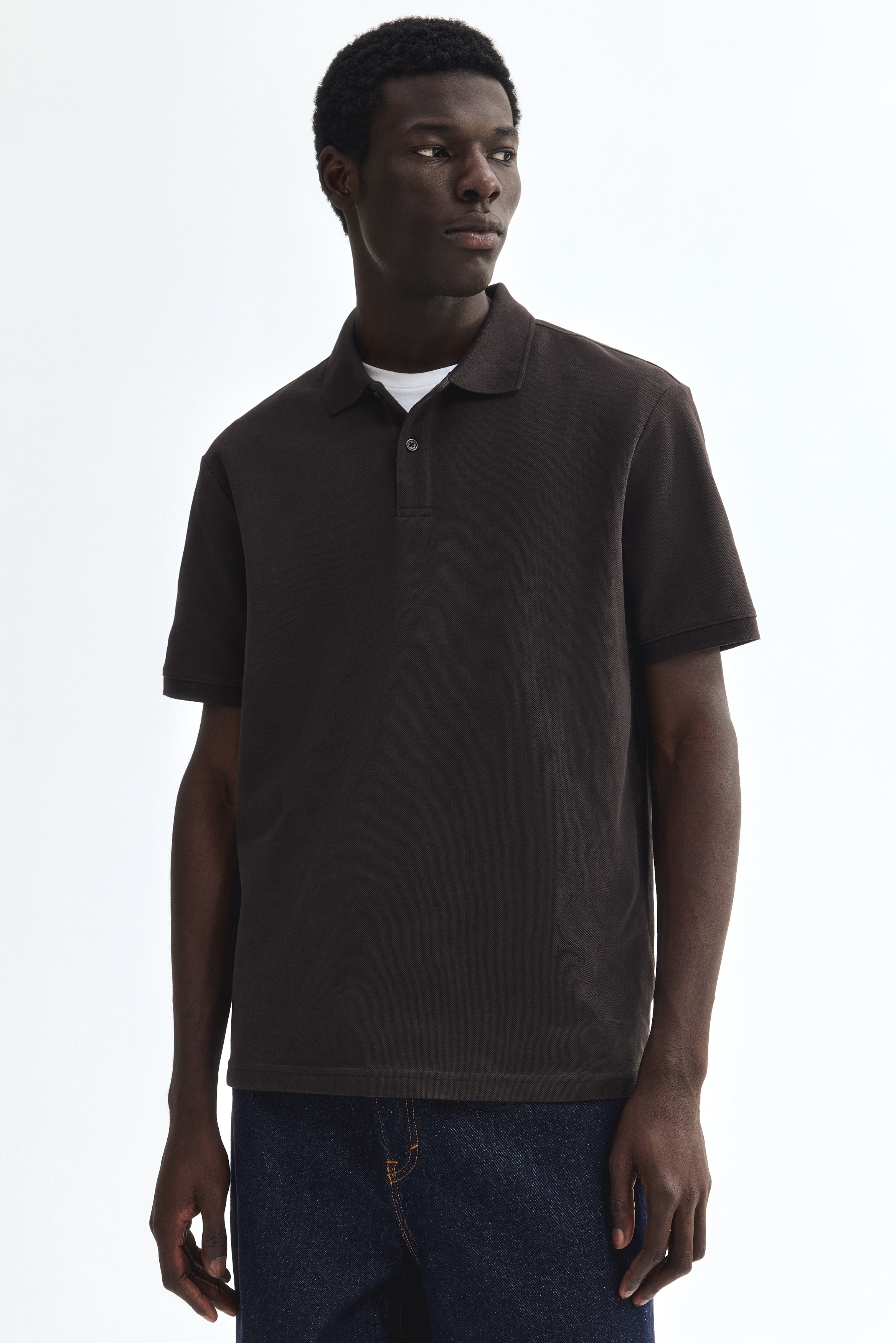 レギュラーフィットポロシャツ - ダークブラウン - Men | H&M JP