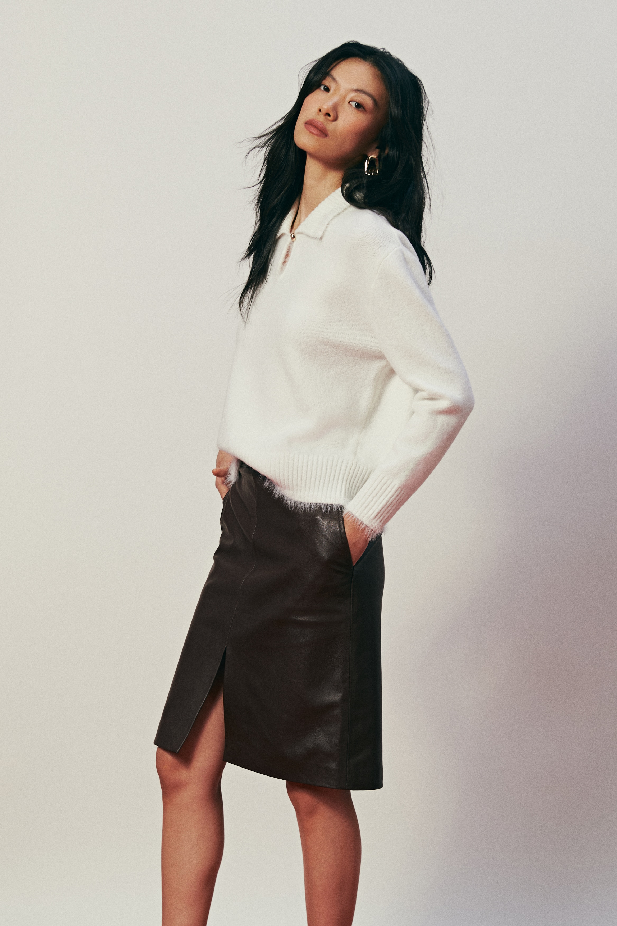 H & M - 襟付きセーター - ホワイト