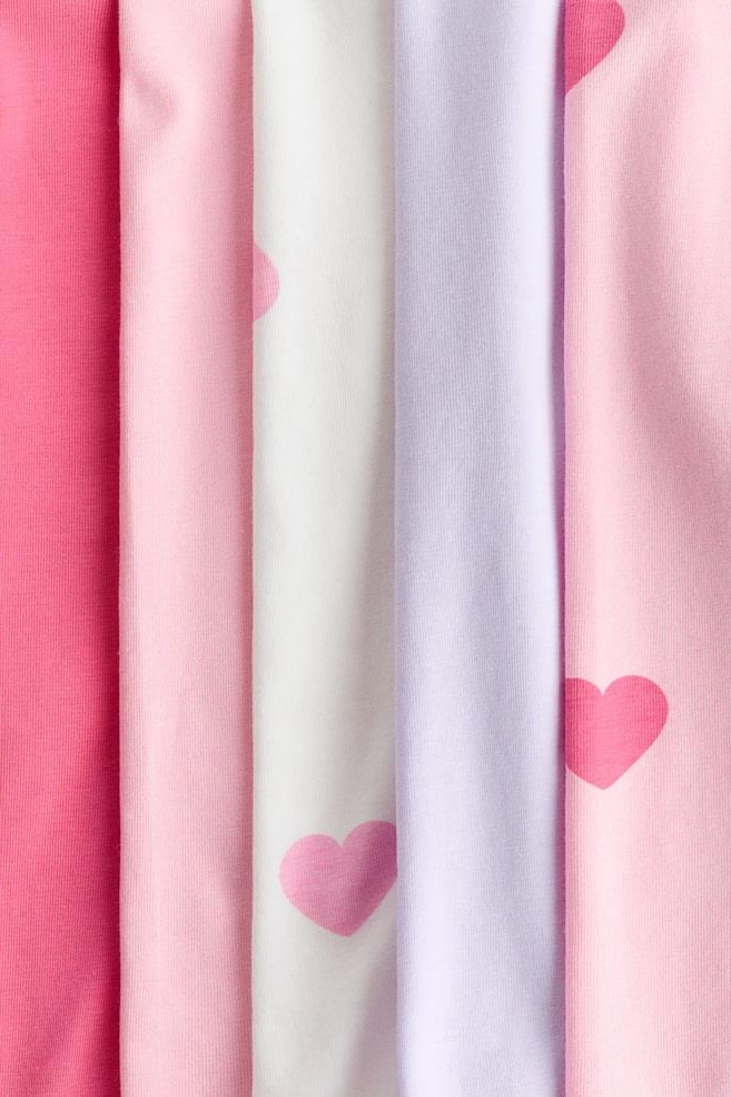 5-pack cotton Capri leggings-Light pink/Hearts - 2