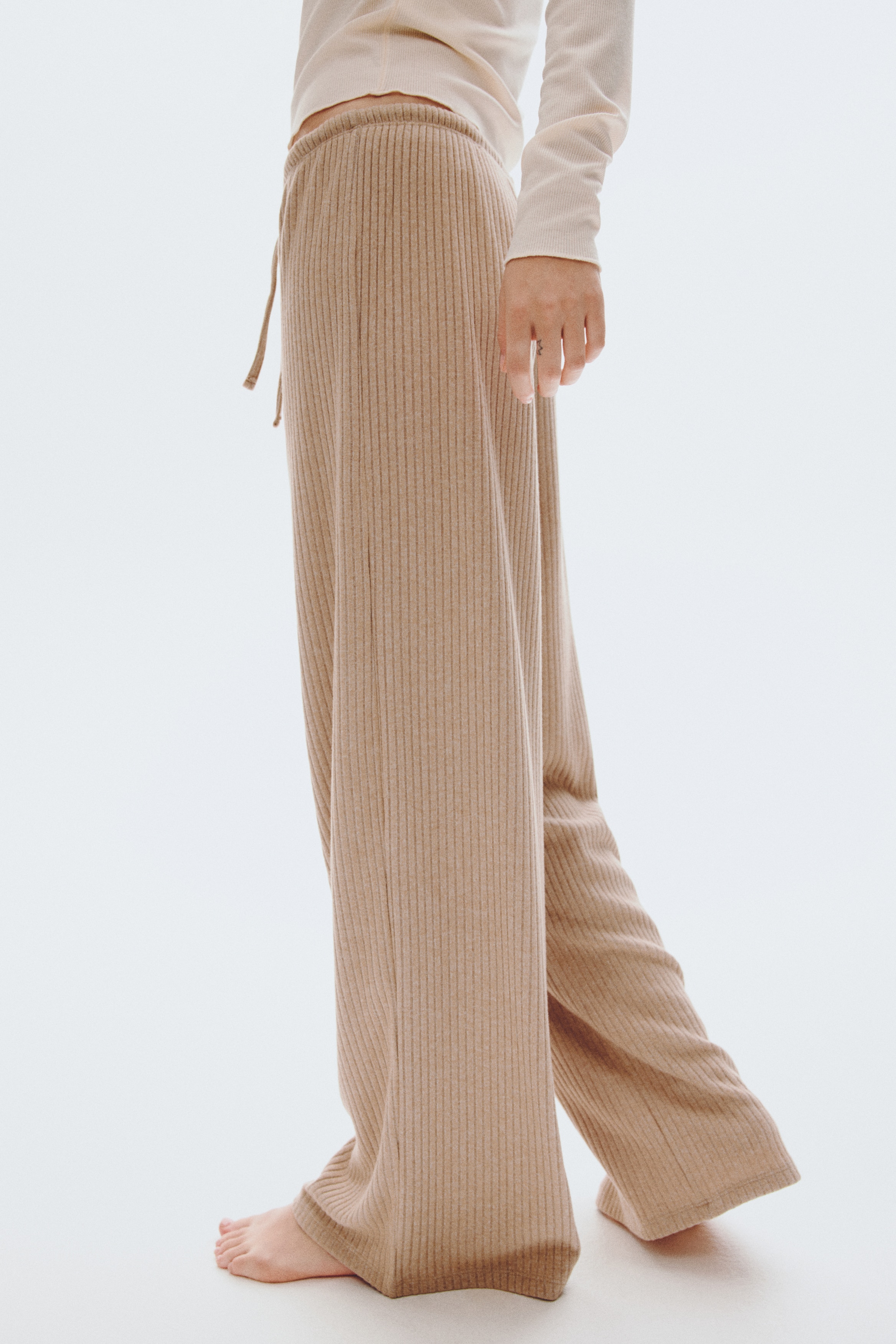 Highwaist ribbon pants beige ANDMARY Mary beige pants – Slay a