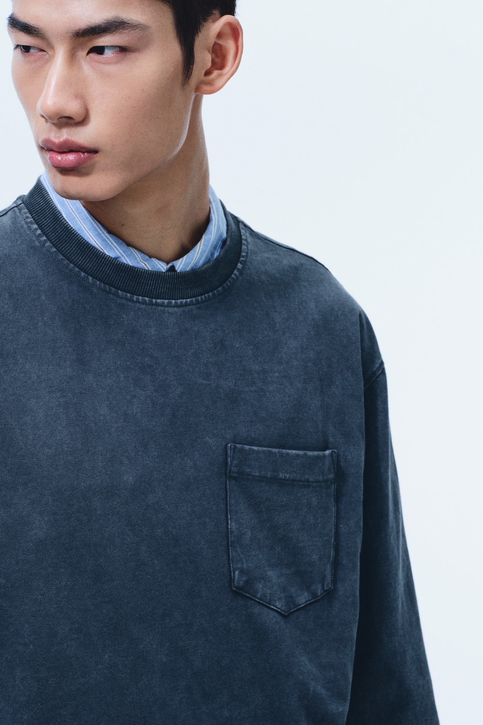 Loose Fit Long-sleeved top - Dark teal/Black/Beige - 6