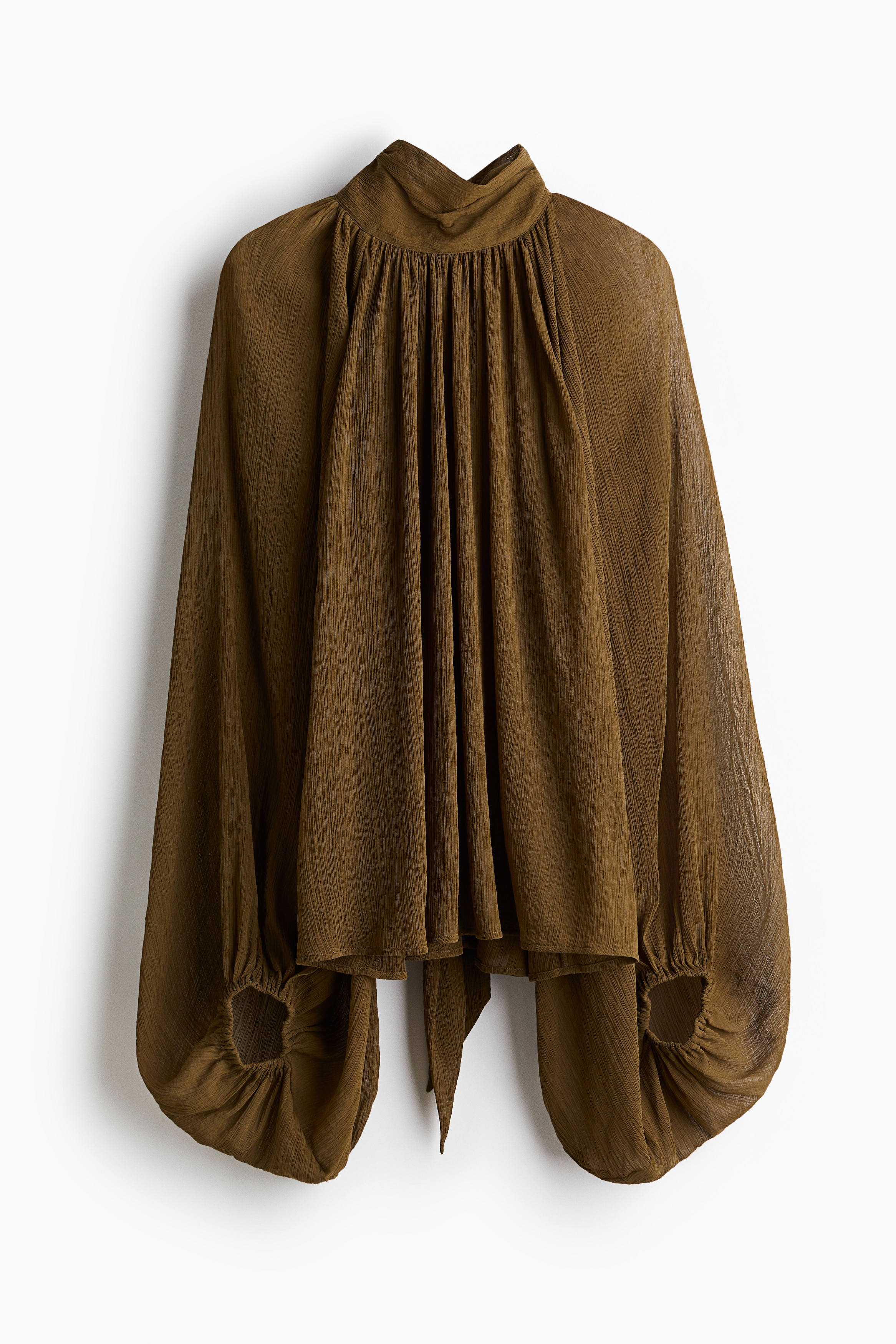 Tie Neck Blouse - Dark khaki green/Powder pink