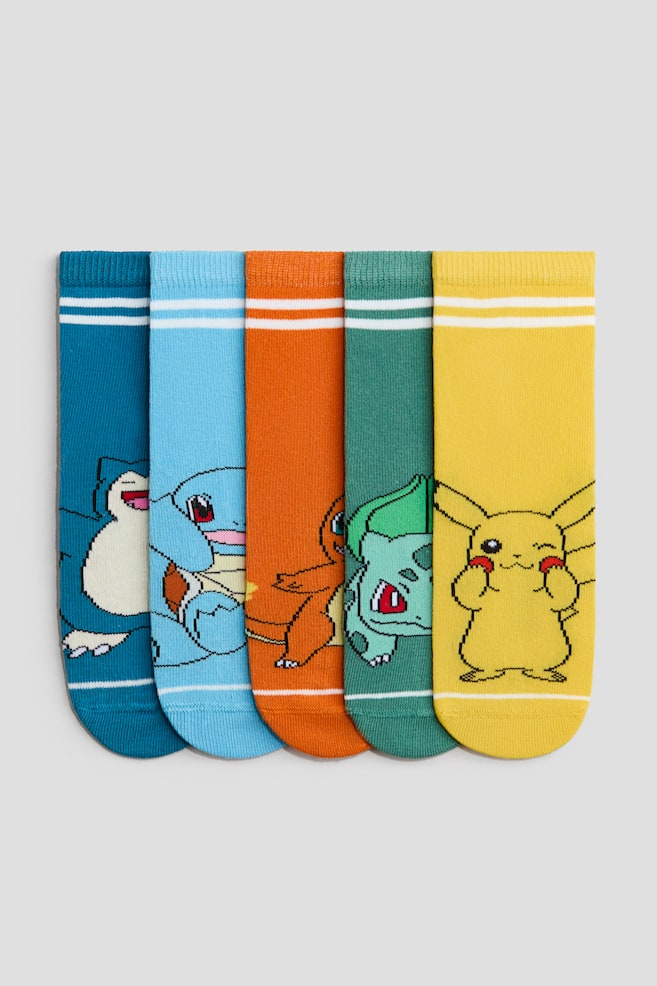 Calze fantasia 5 paia - Giallo/Pokémon/Bianco/Marvel Comics/Blu/Spiderman/Giallo/Pokémon/Verde kaki/Jurassic World/Azzurro/Bluey/Blu/automobili/Blu/Sonic il riccio/Verde menta/Bluey - 1