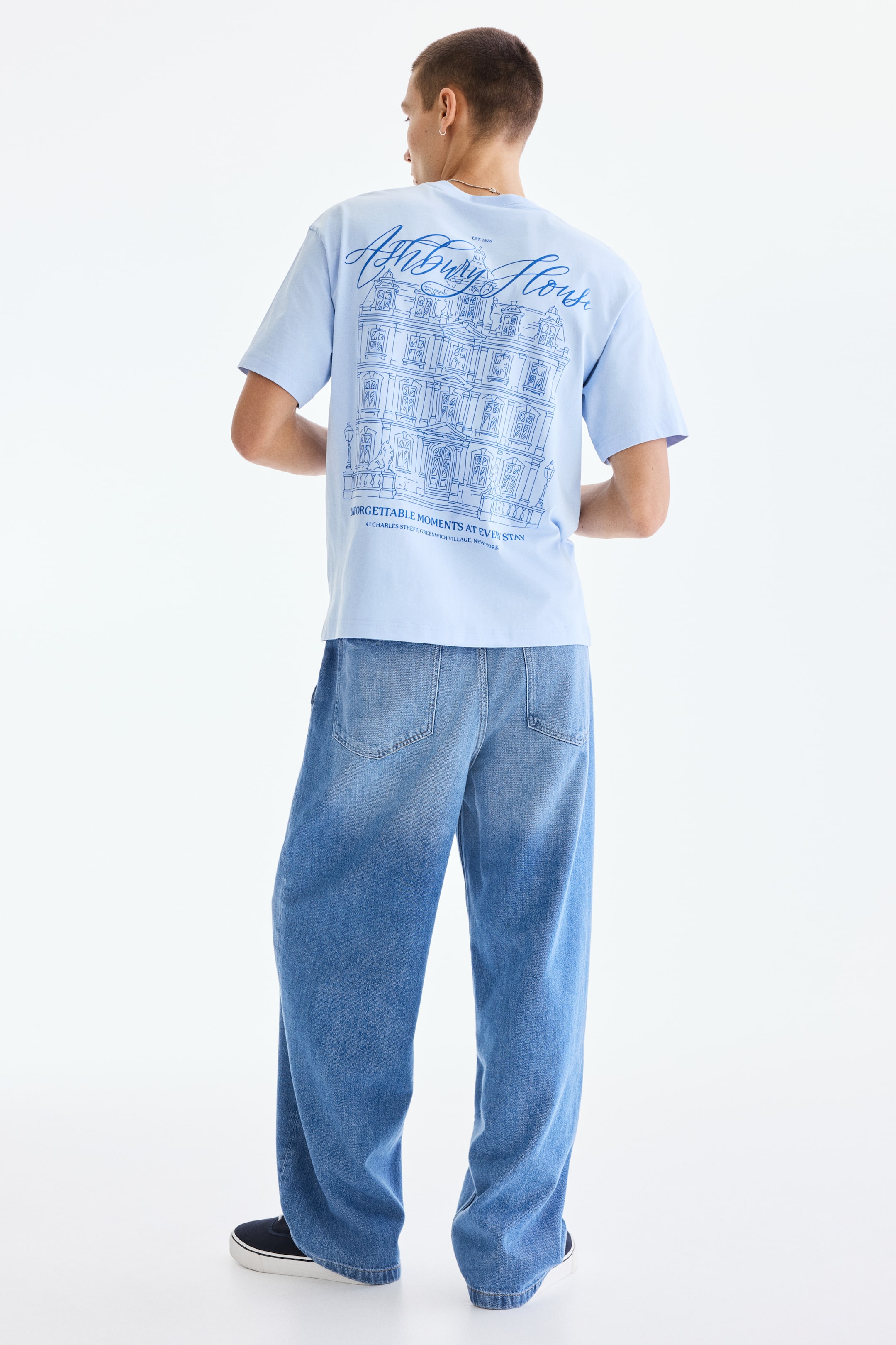 Agrandir l'image: T-shirt imprimé Loose Fit - Bleu clair/Ashbury House - HOMME | H&M BE 1