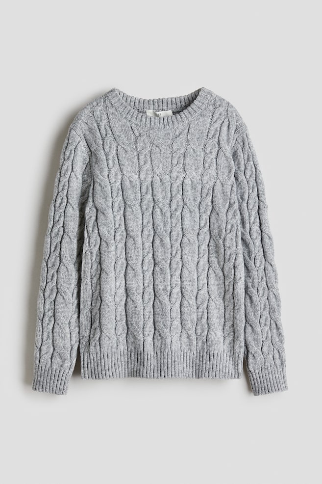 Pullover mit Zopfmuster - Graumeliert - 1