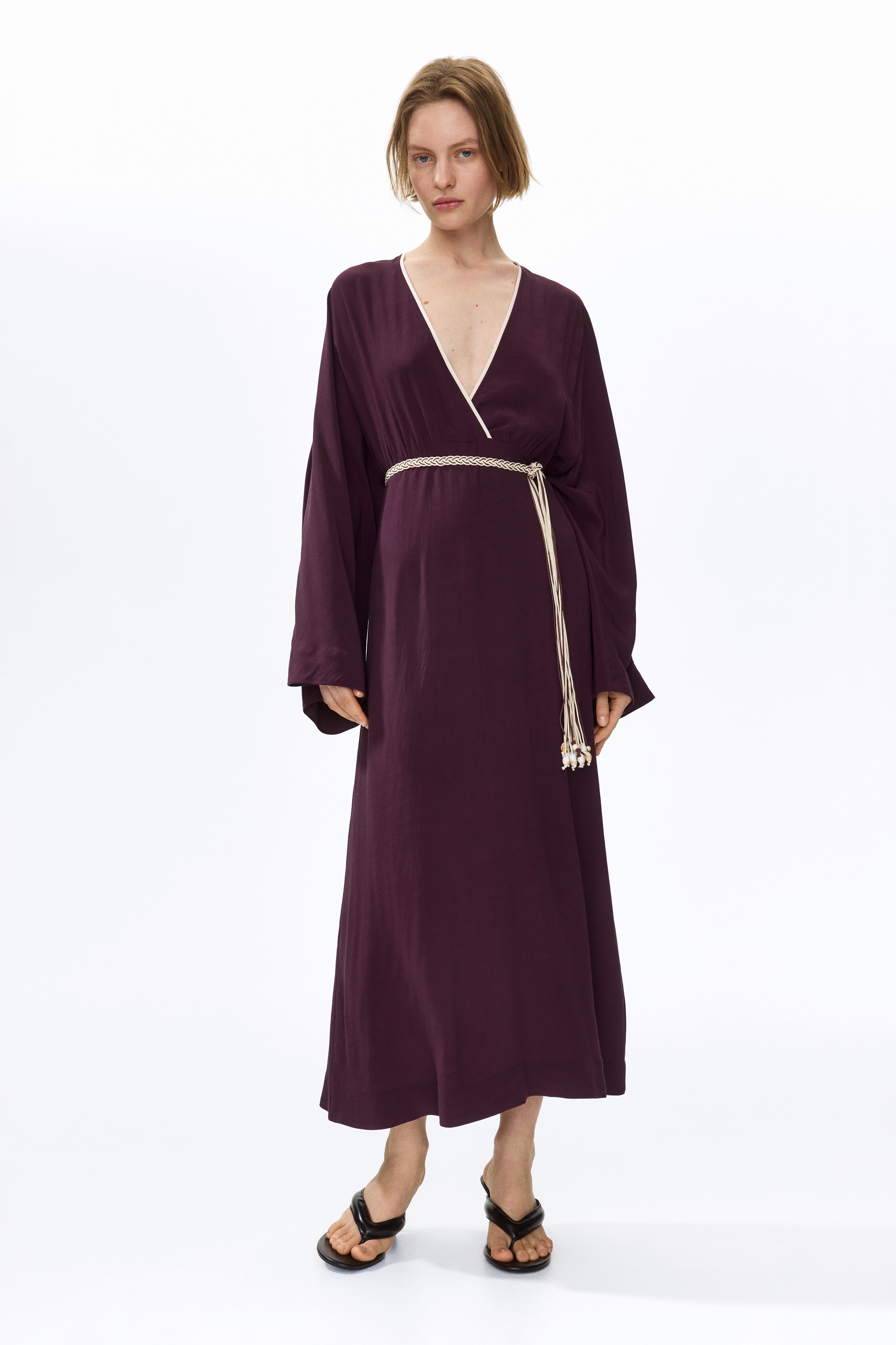 Belted viscose dress