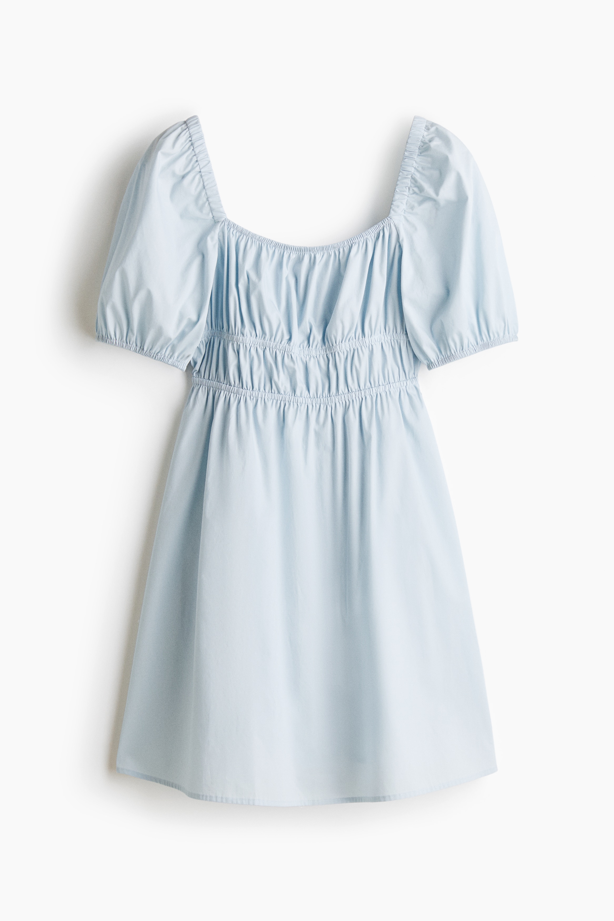 Vestido de popelina con mangas abombadas - Azul claro/Crema/Floreado rosa/Crema/Floreado