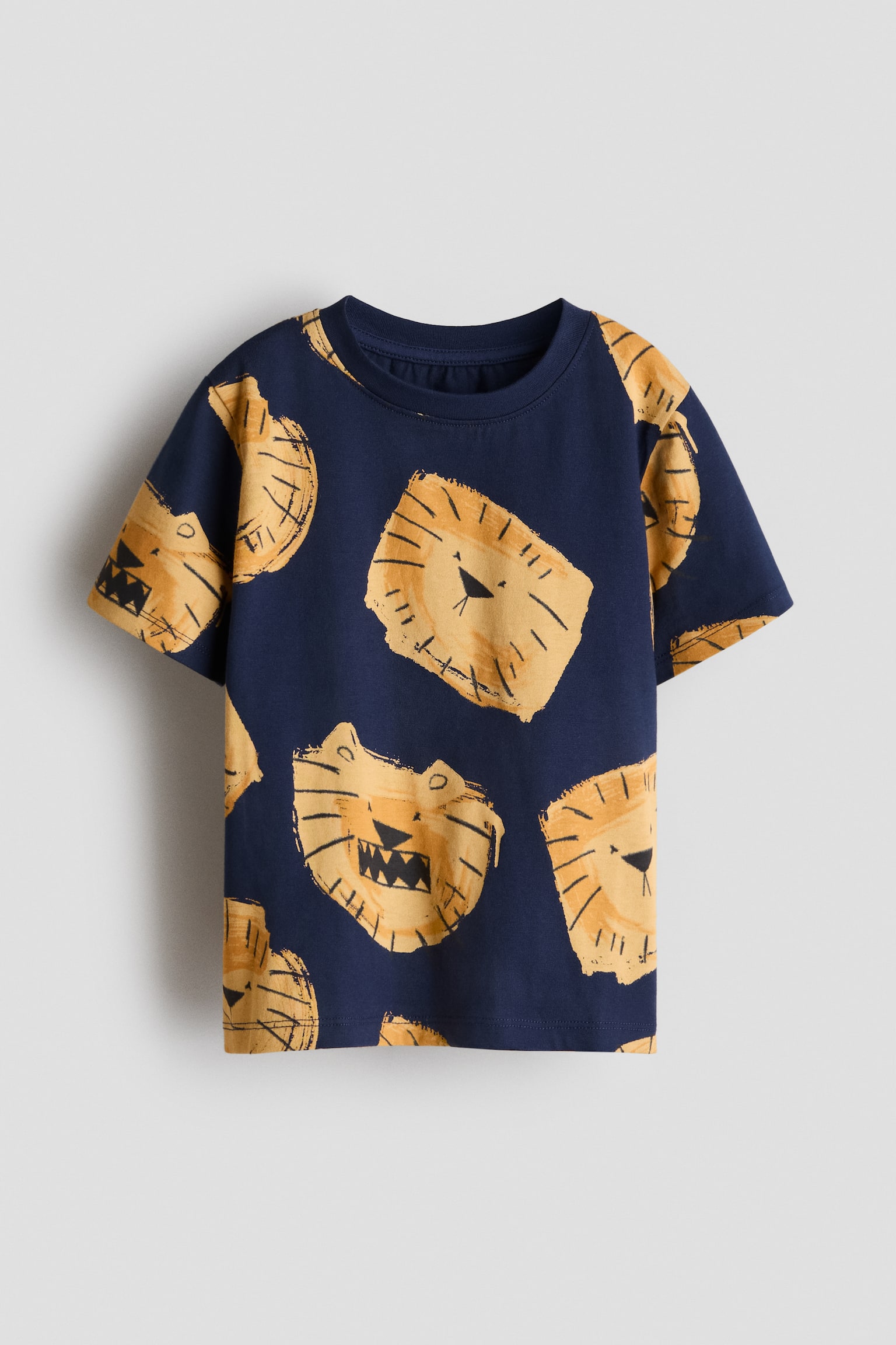 Printed T-shirt - Navy blue/Lions/Dark orange/Dinosaur/Blue/Striped
