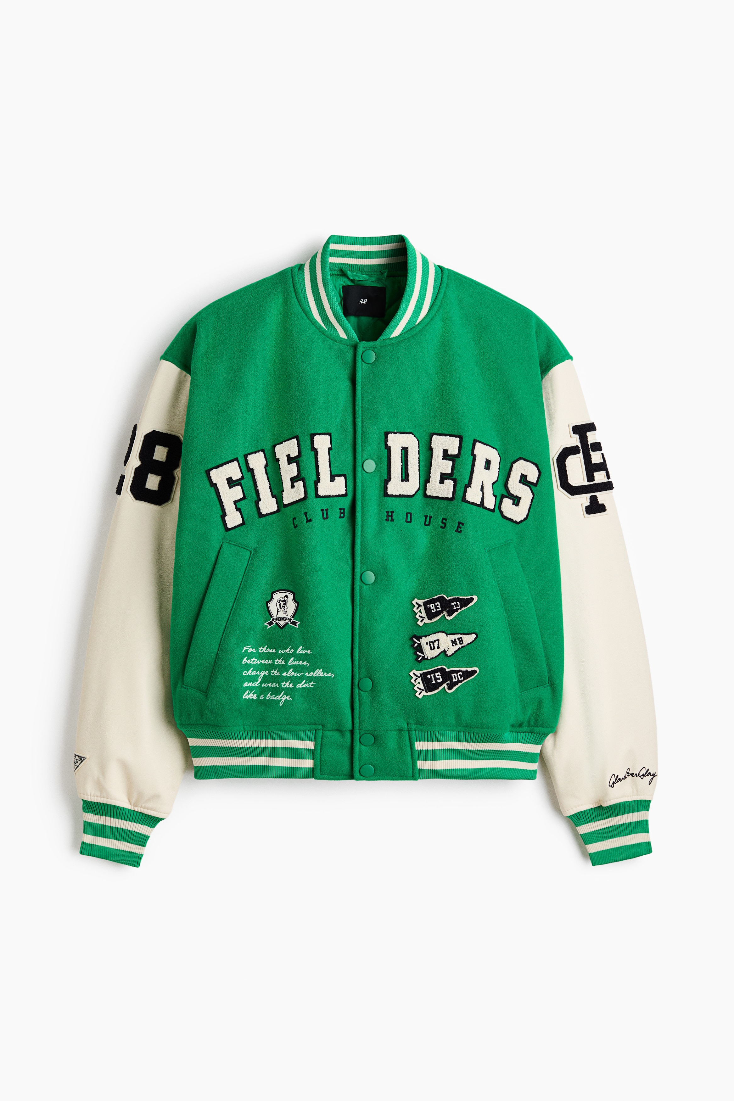 Baseballjacka med motiv - Grön/Rookie of the year/Svart/Fielders clubhouse
