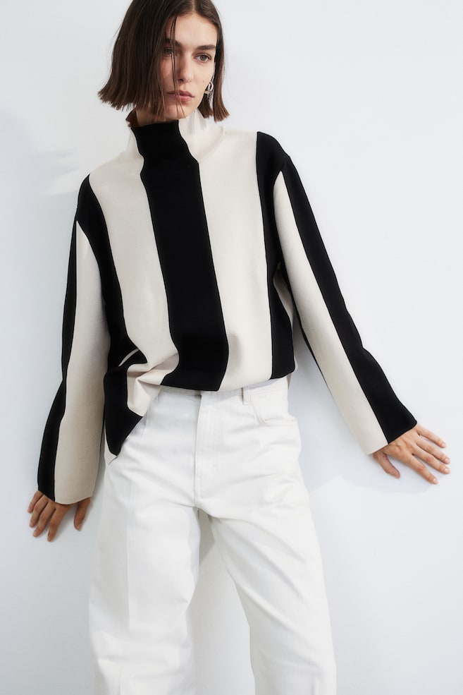 Turtleneck jumper - Natural white/Black striped/Cream/Striped/Black/Striped - 5