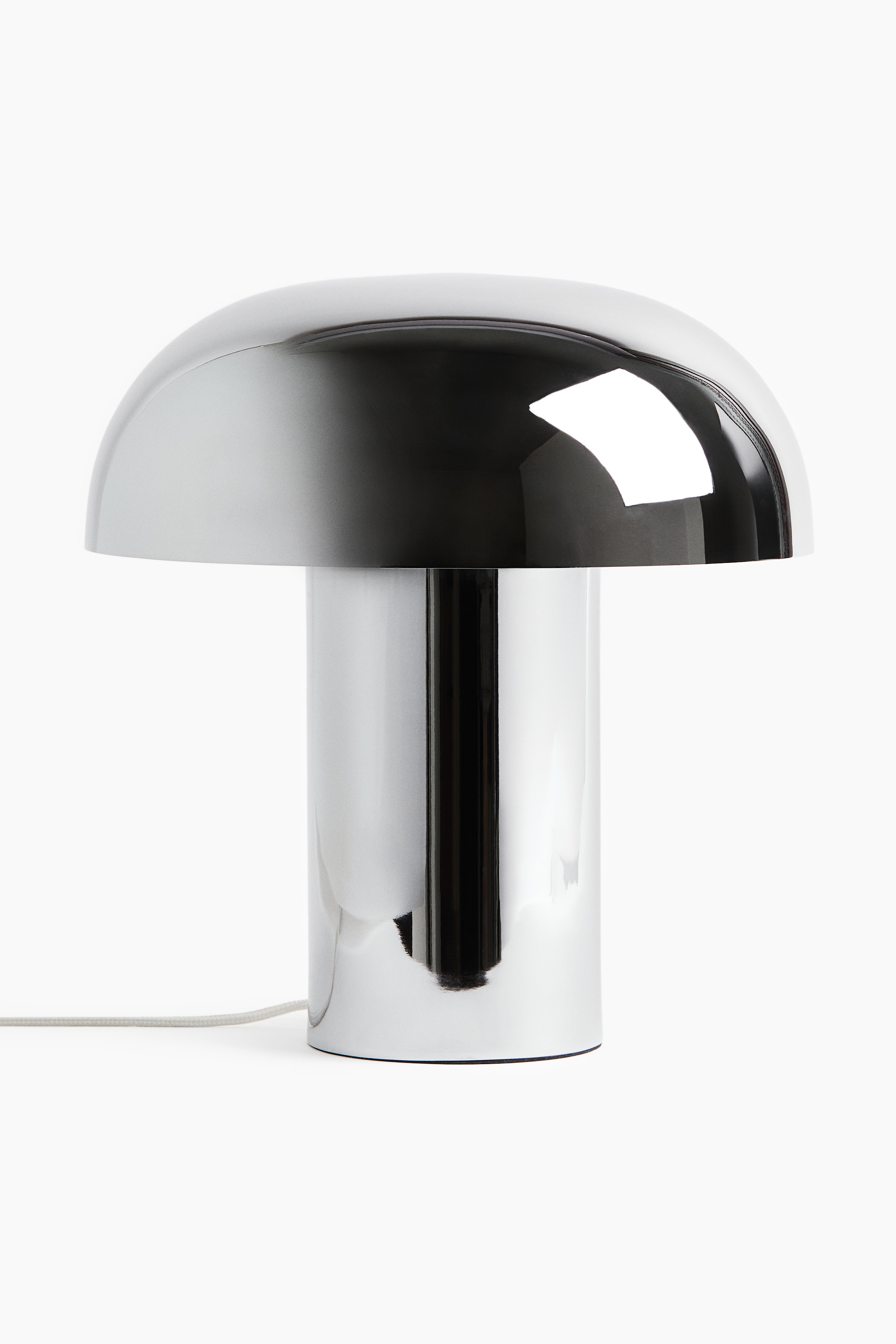 Stor bordslampa i metall - Silver/Ljusbeige