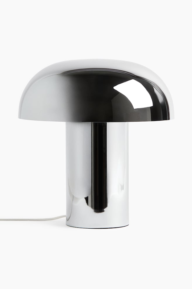 Velká kovová stolní lampa - Stříbrná/Světle béžová - 1