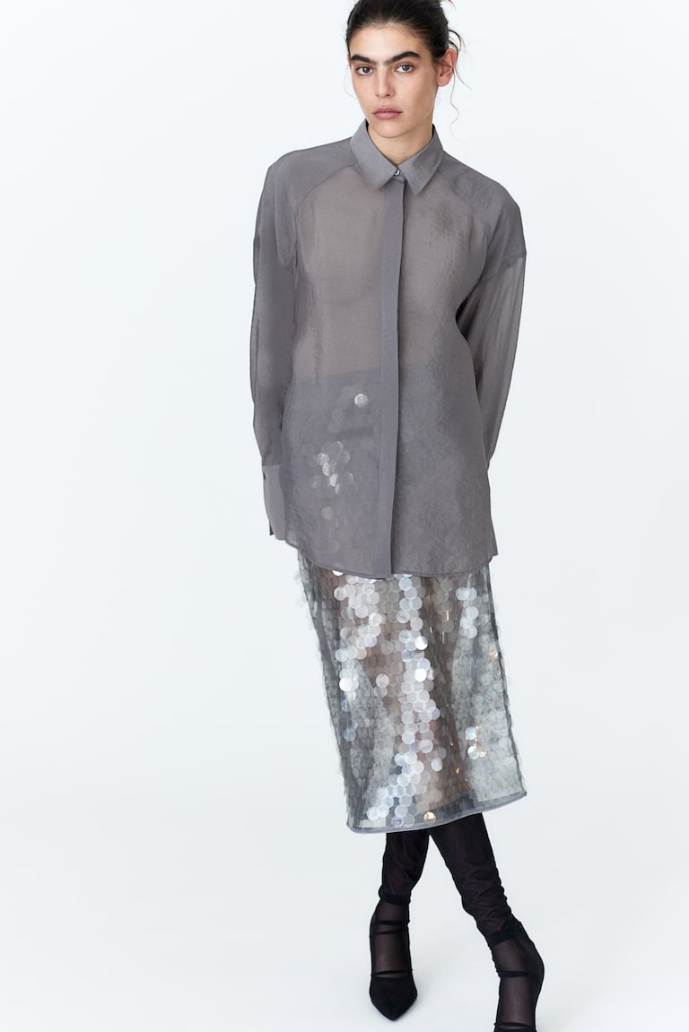 Chemise Oversize Robe Chemise En Organza Oversized Organza Shirt