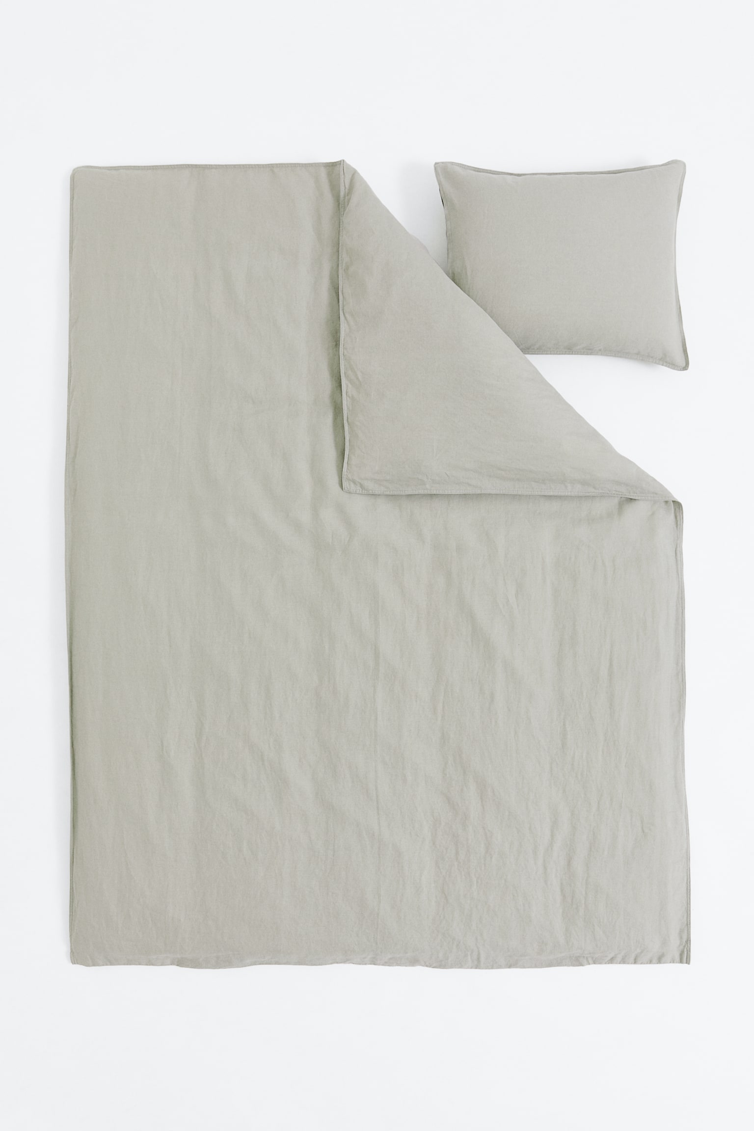 Linen single duvet cover set - Sage green/White/Light grey/Grey/Beige/Black/Mocha beige/Blue - 4