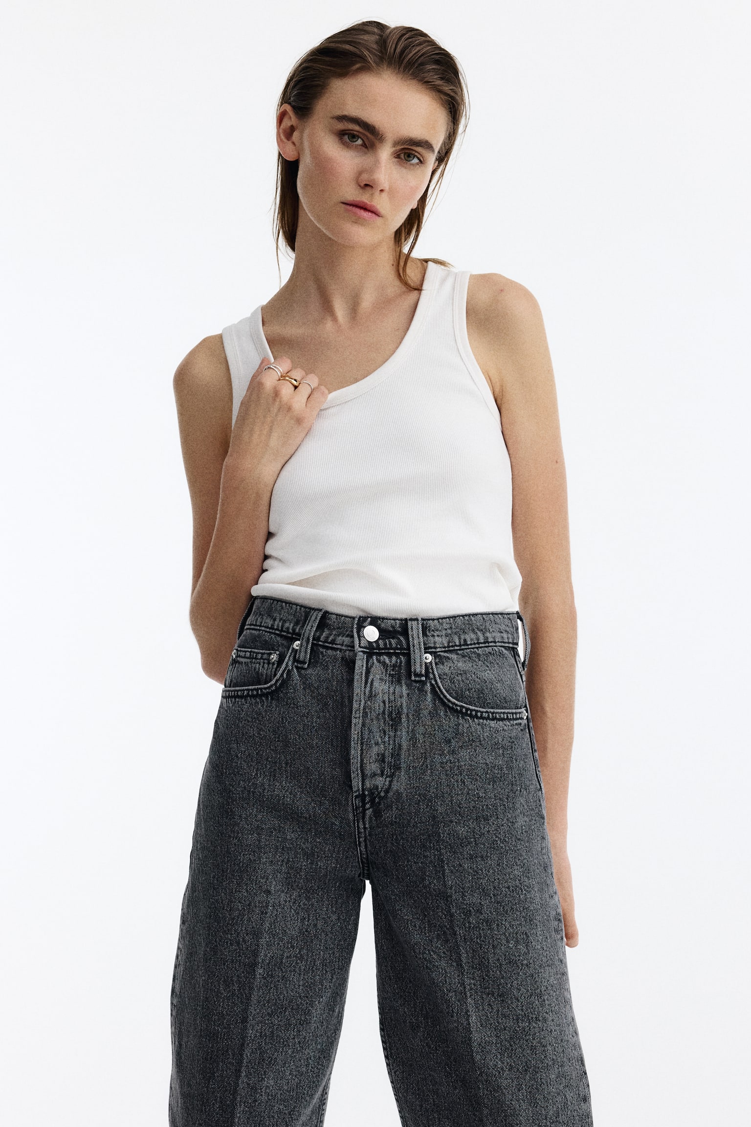 Barrel High Ankle Jeans - Grey/Denim blue/Pale denim blue/Denim blue/Yellow/Light denim blue - 7