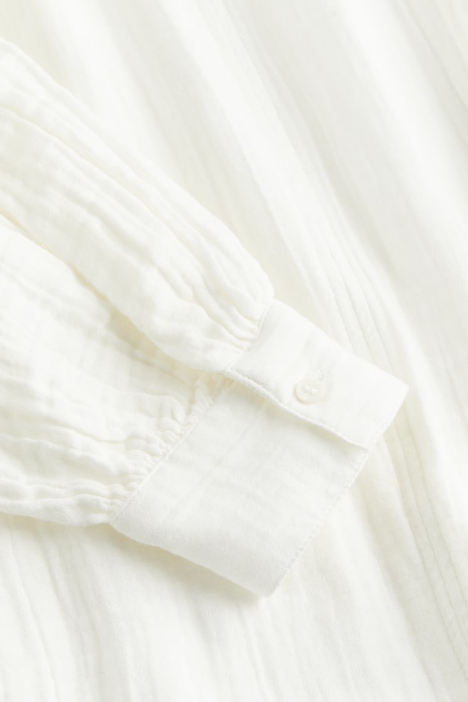 Double-weave blouse - White/Navy blue - 5