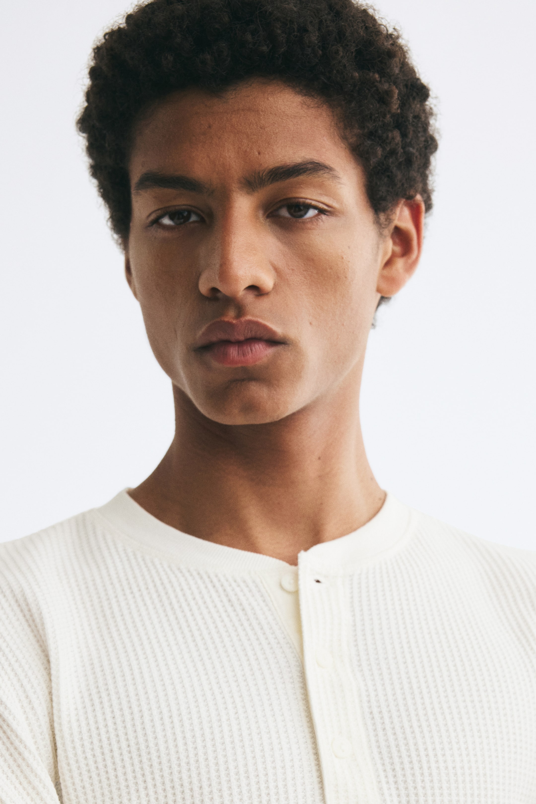 Regular-Fit Waffled Henley Shirt