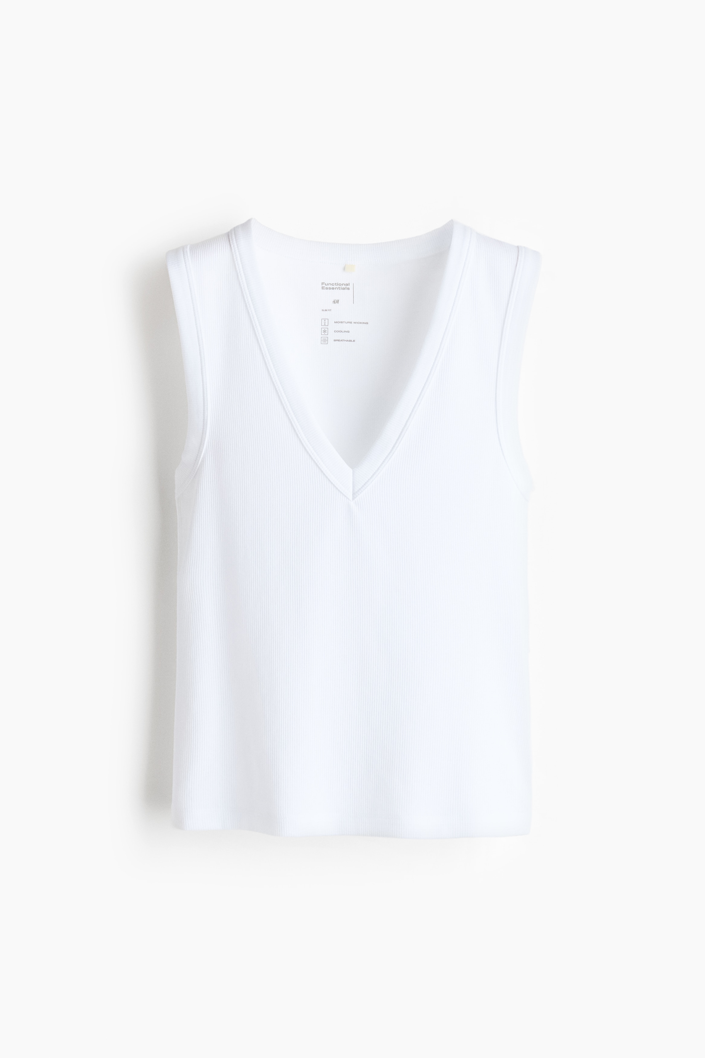 Cooling ribbet tanktop Slim Fit - Hvid/Sort/Rustbrun