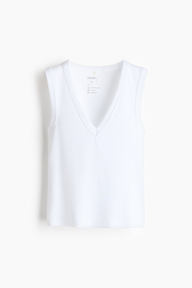 Cooling Slim-Fit Ribbed Tank Top - White/Rust brown/Black - 1