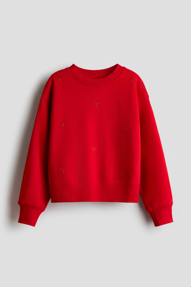 Embellished sweatshirt - Red/Bows/Washed black - 1