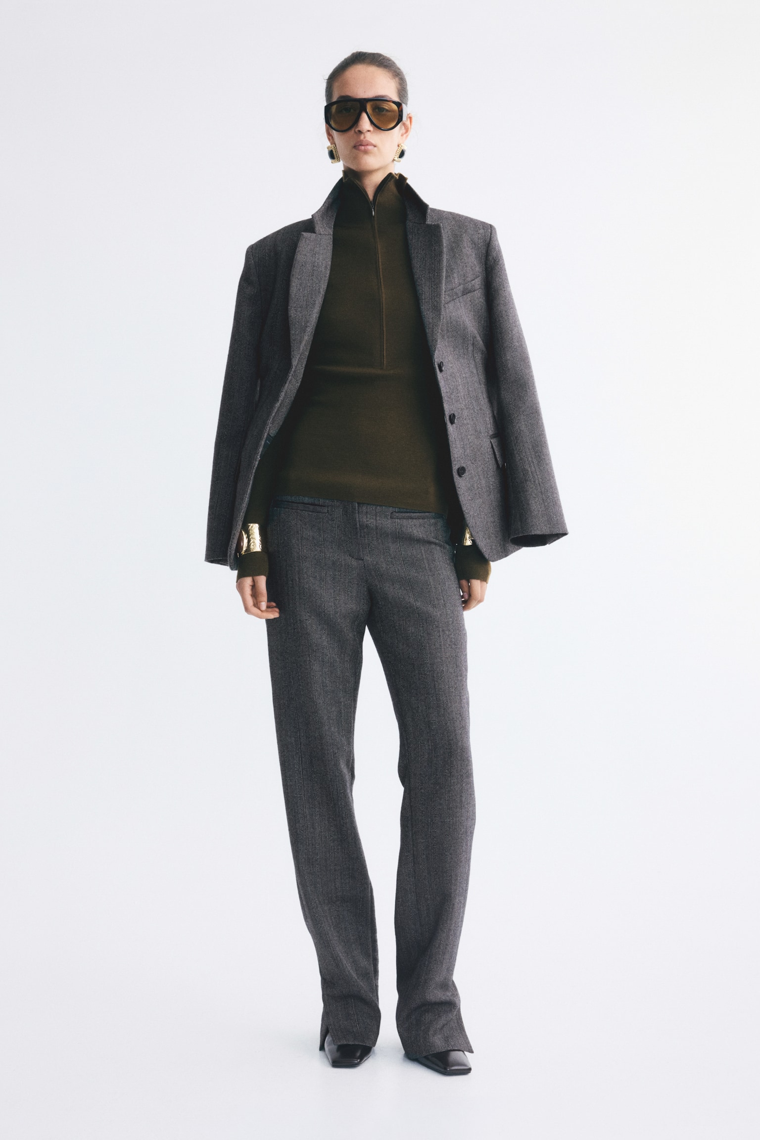 Женские брюки H&M Slit-Hem Wool, цвет: Чёрный — фото 2