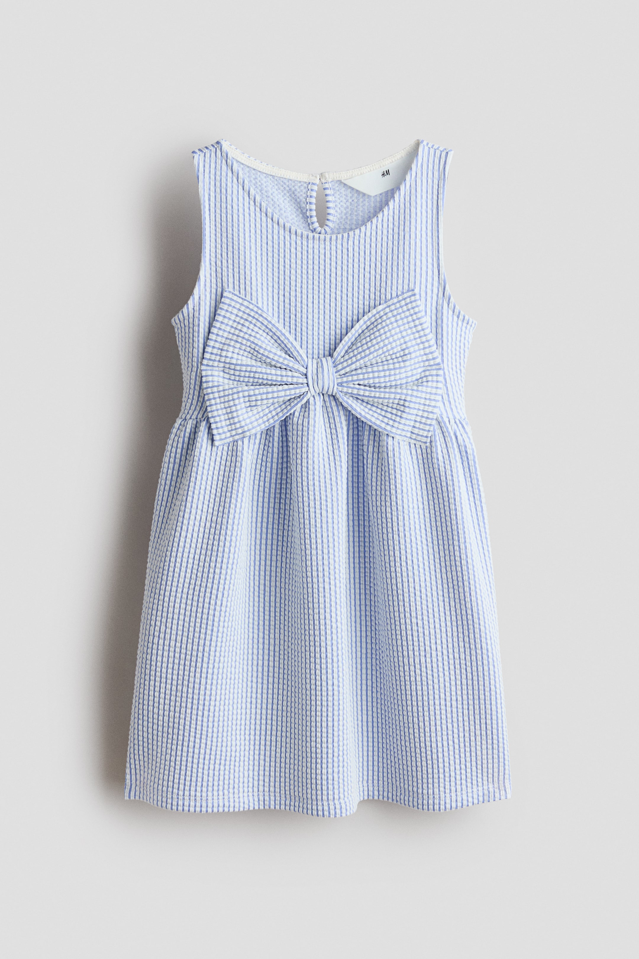 Bow-front dress - Blue/Striped - Kids | H&M SG