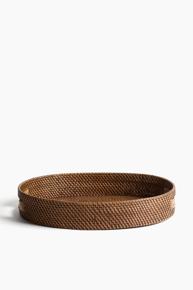 Oval Rattan Tray - Brown - 1