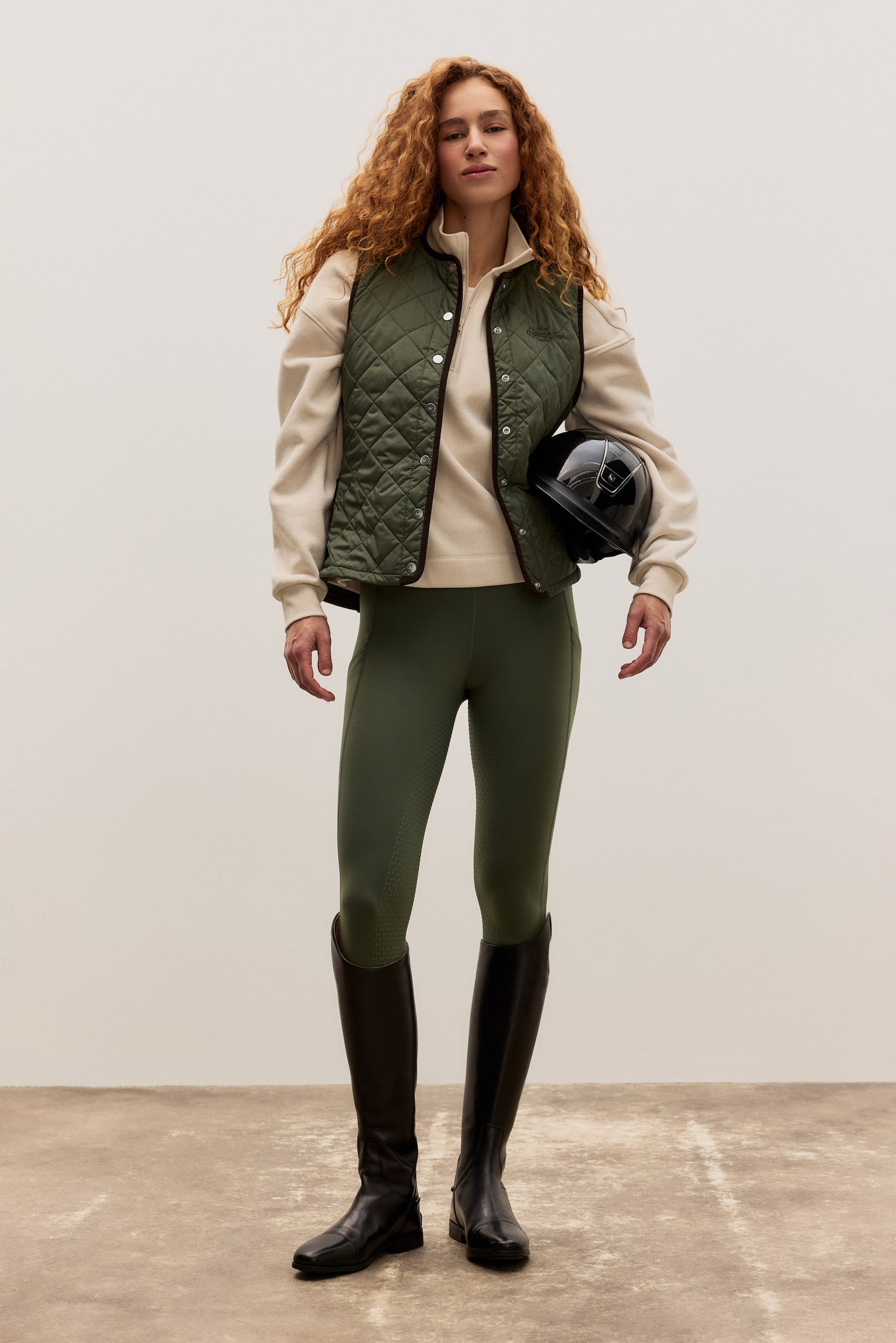 Full-grip riding leggings - Khaki green/Light beige/Navy blue/White/Warm grey/Black/Coffee bean brown - 1