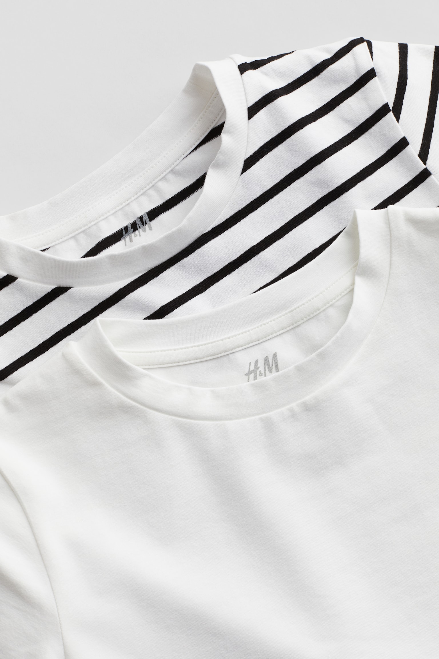 2-pack T-shirts - White/Black striped/Old rose/Grey - 3