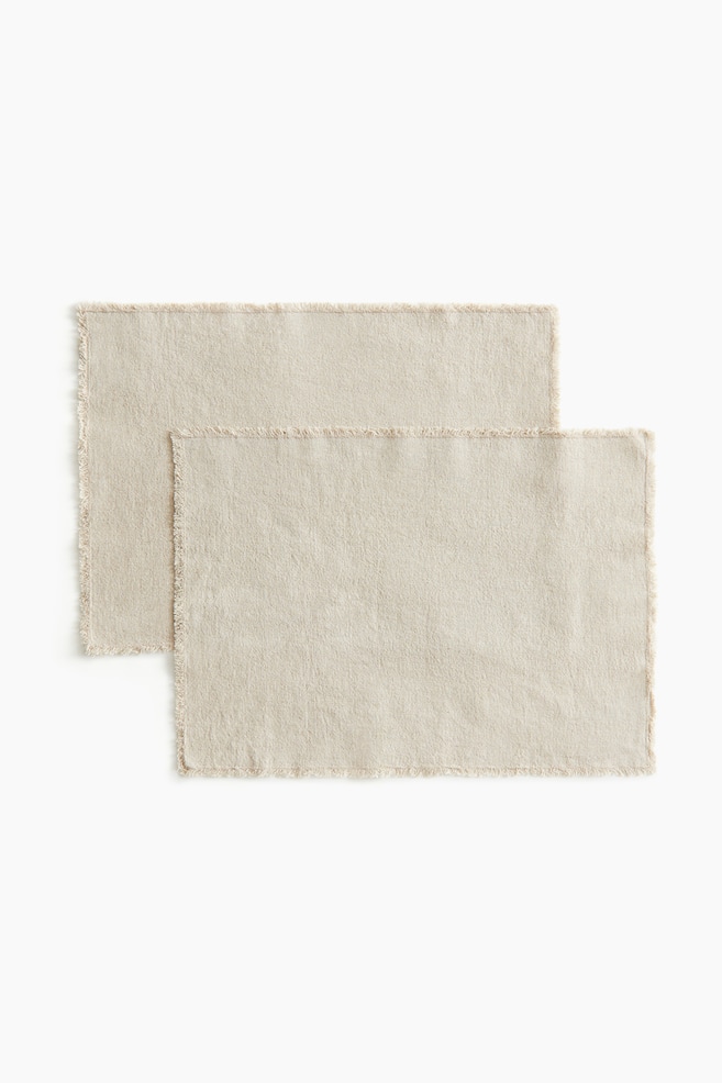 2-pack linen-blend place mats - Light beige/Mole/Dark brown - 1