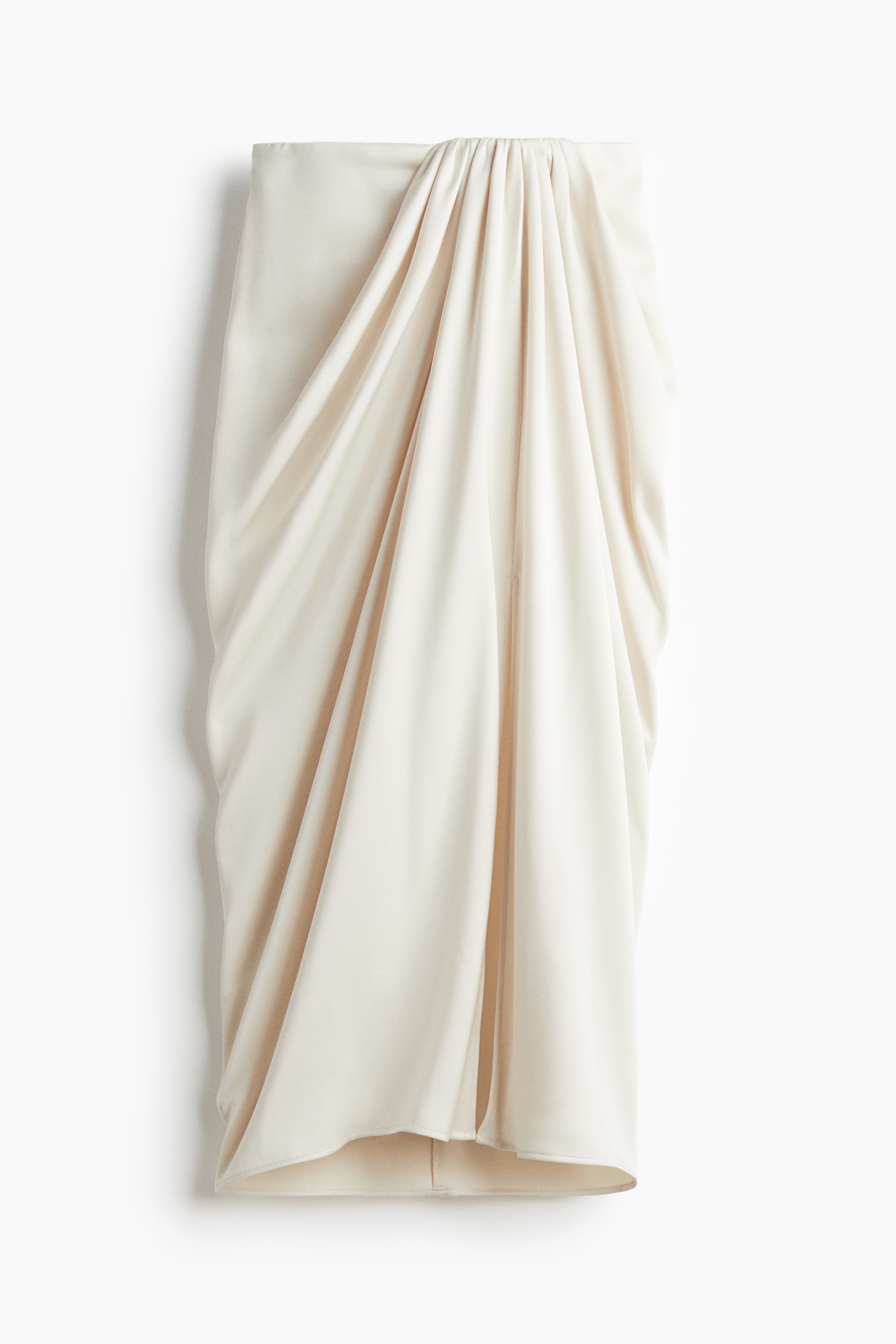 Draped satin skirt-White