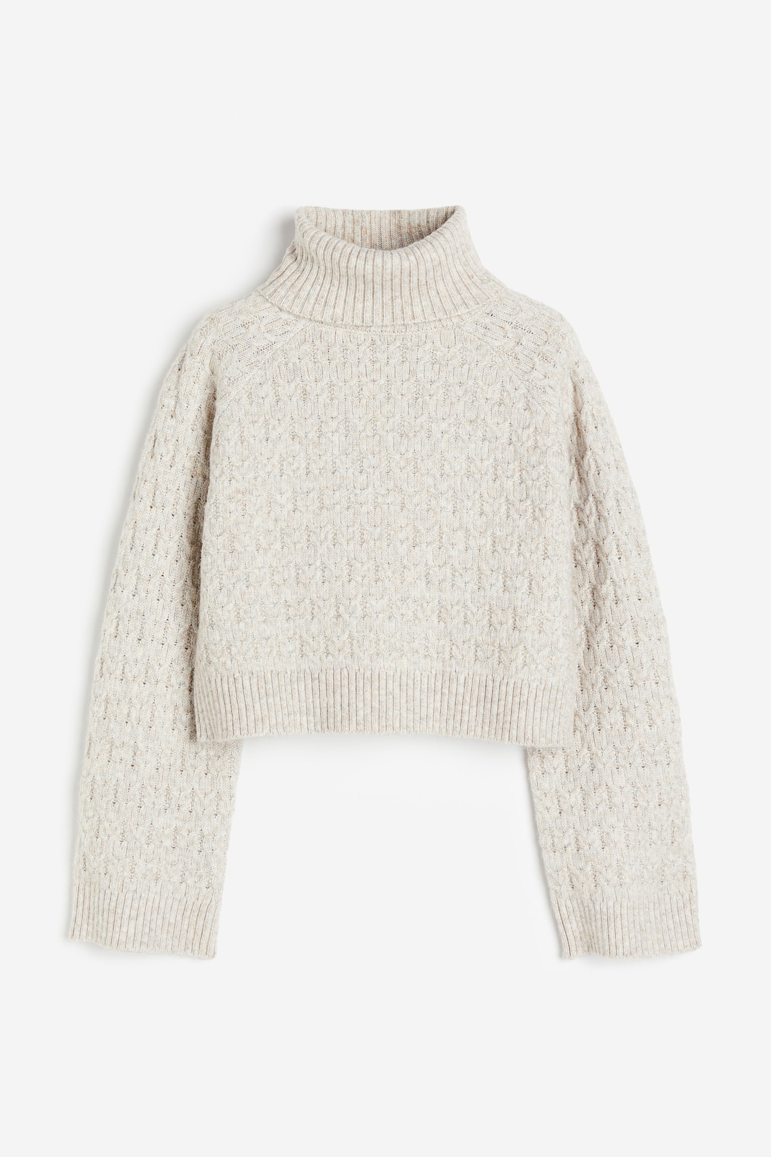 Turtleneck Jacquard Knit Sweater - Light beige marle - 1