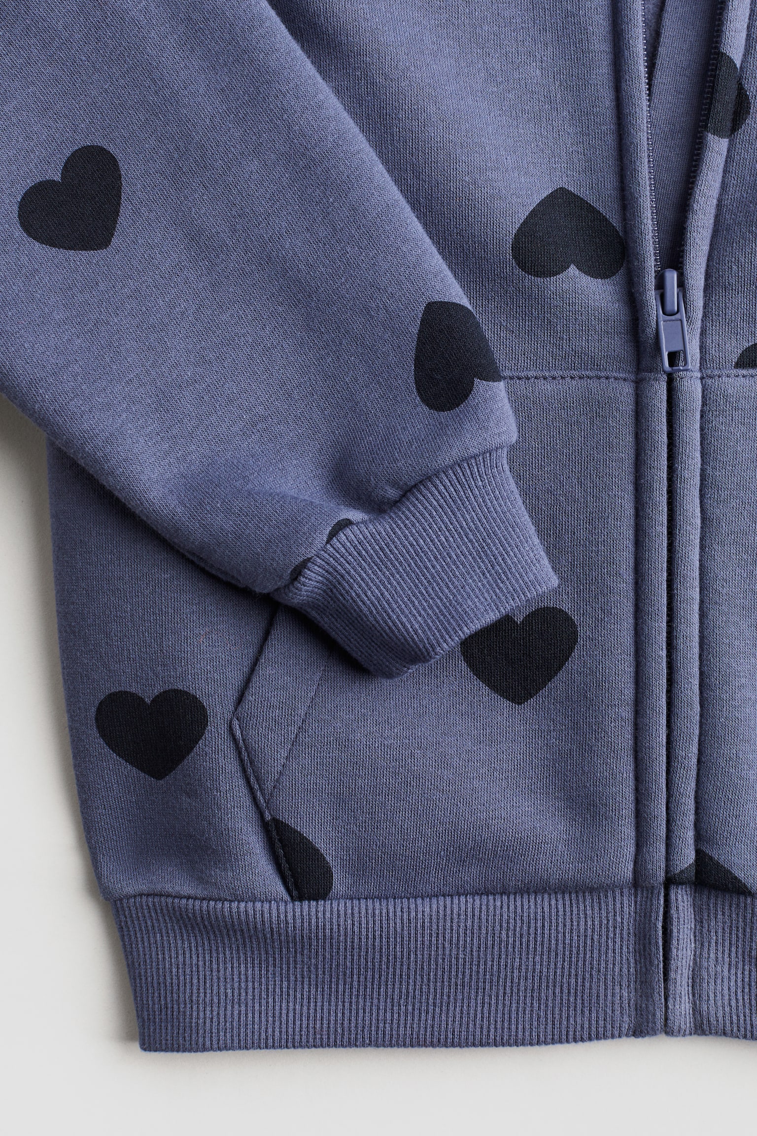 Zip-through hoodie - Blue/Hearts/Dusty pink/Hearts/Light green/Hearts/Cream/Hearts/Light grey marl/Light pink/Light beige marl/Hot pink/Hearts - 2