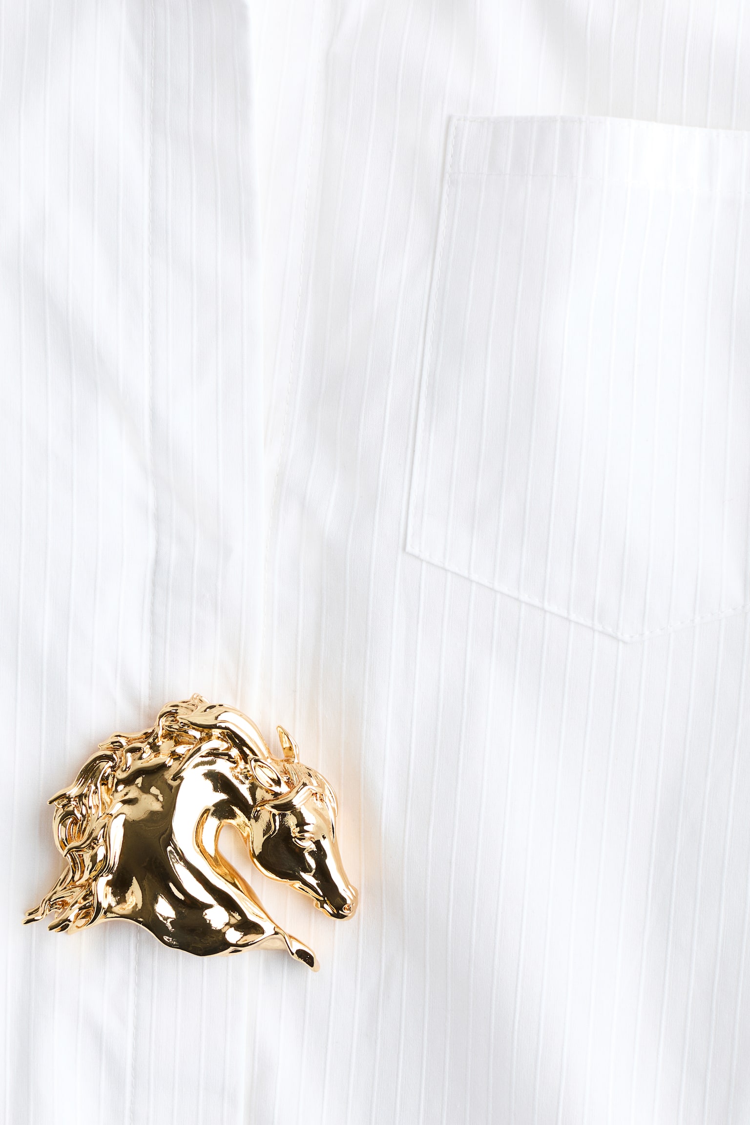 Metal Detail Cotton Shirt - White - 6