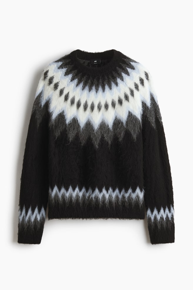 Jacquardpullover in Loose Fit - Schwarz/Gemustert - 1