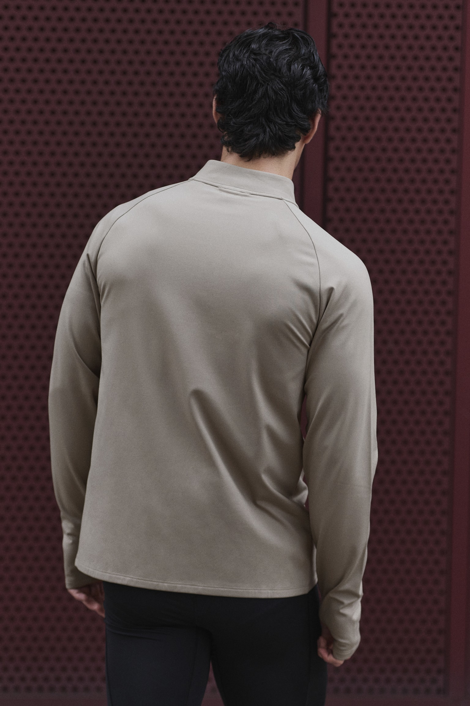 Mid-Layer Half-Zip Sports Shirt with ThermoMove™ - Dusty beige/Black/Dark brown/Gray - 6