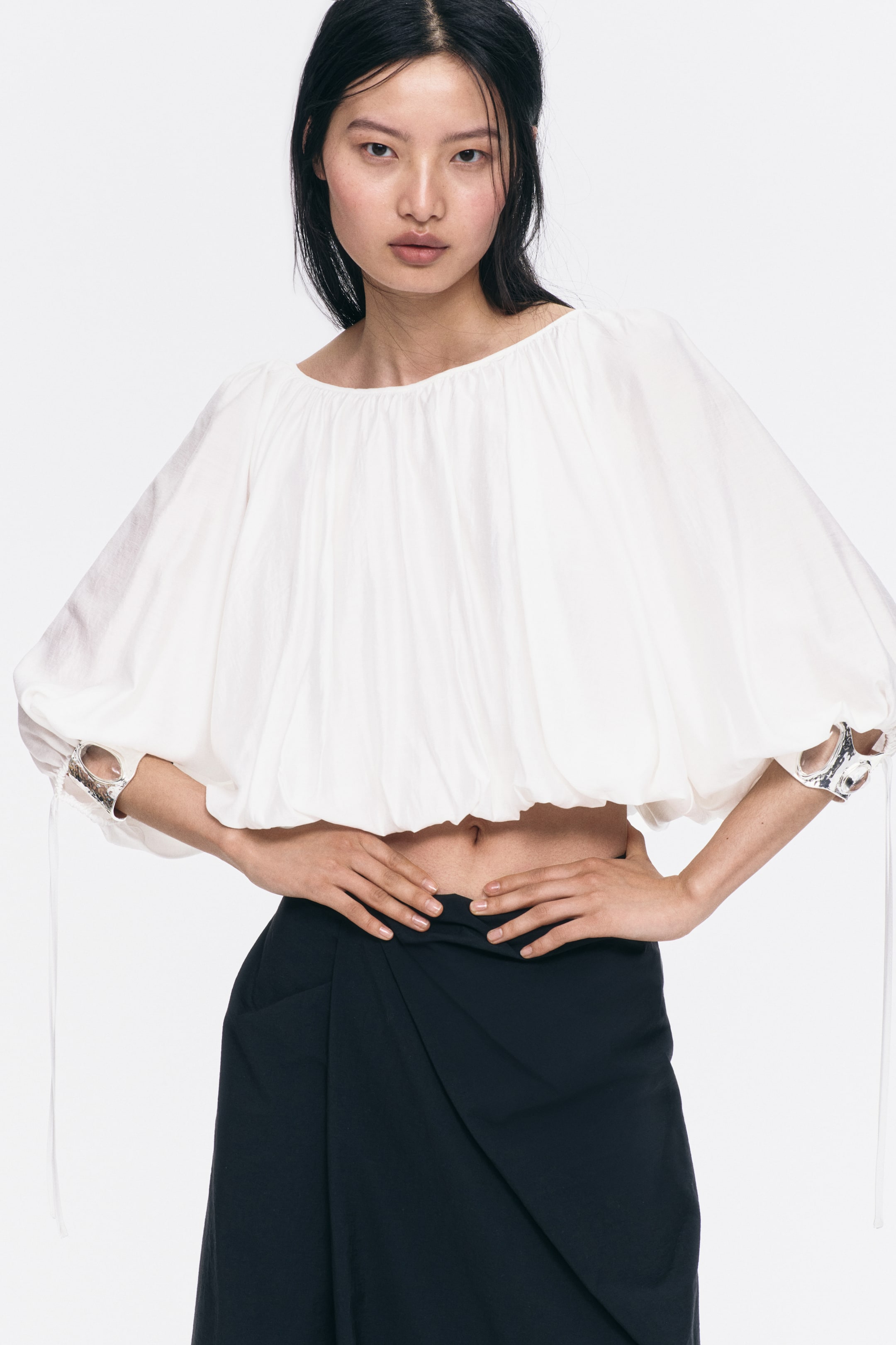 Blouse grande taille avec liens à nouer