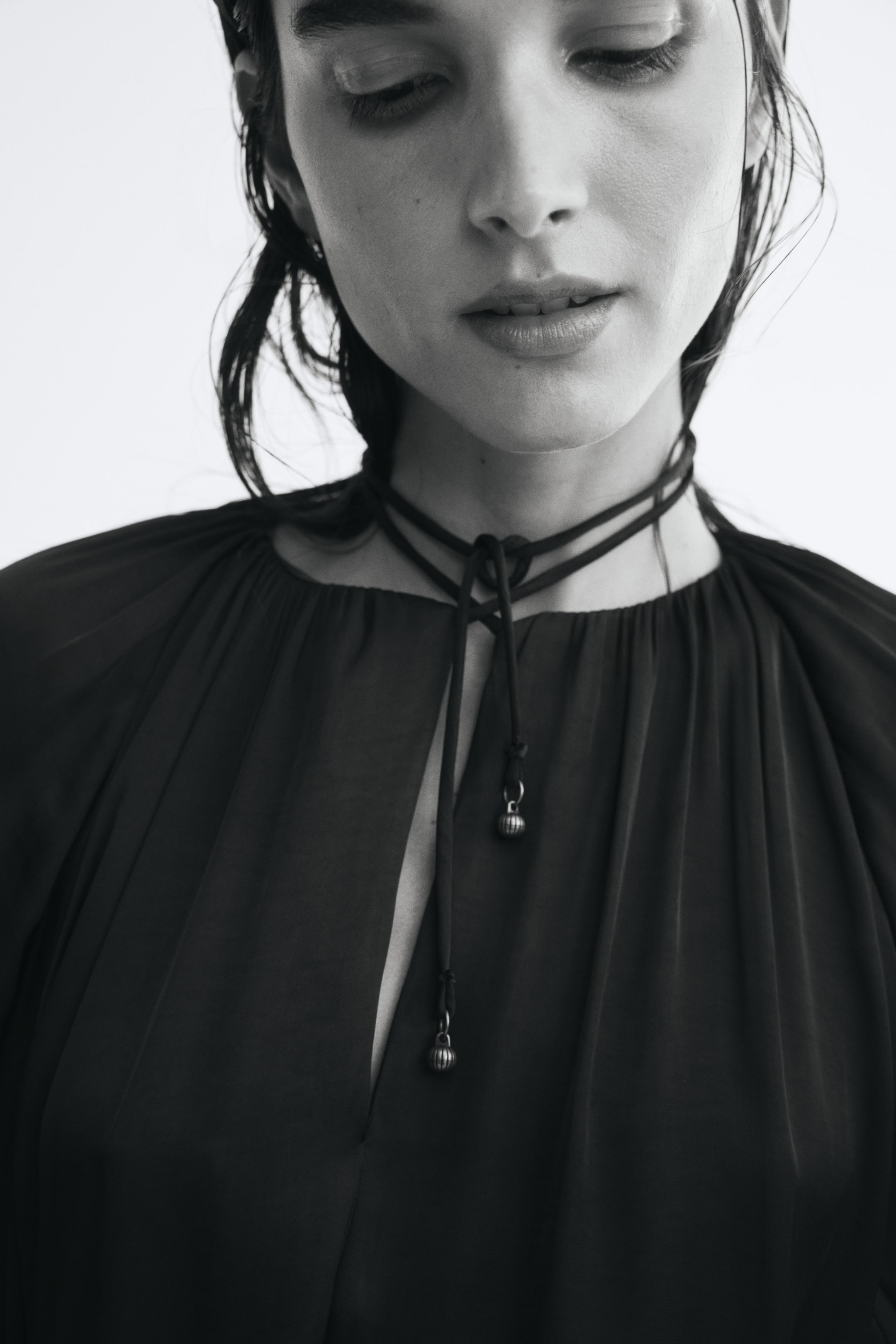 Balloon-Sleeved Tie-Belt Dress