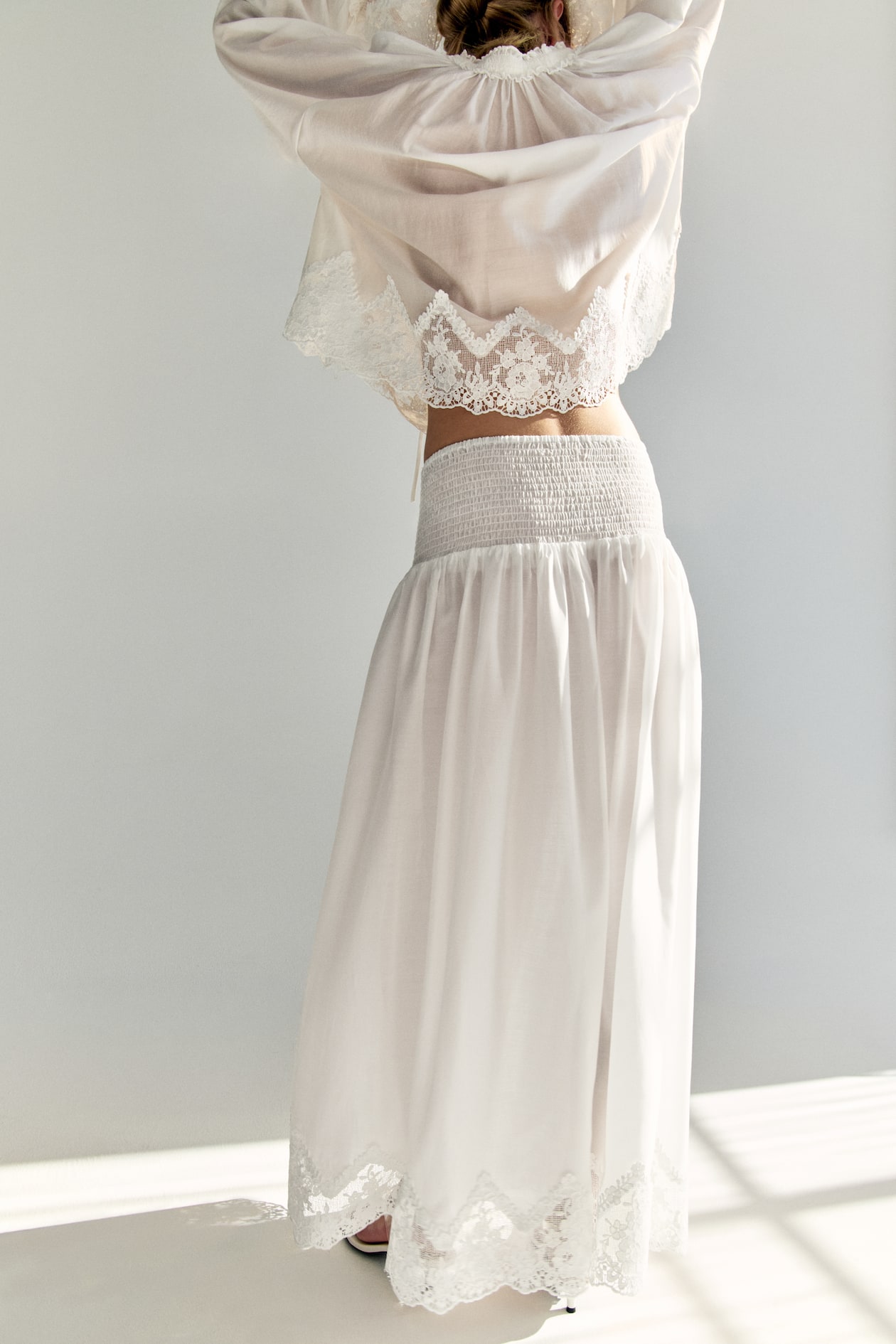 Lace-Trimmed Smocked Skirt - image 2