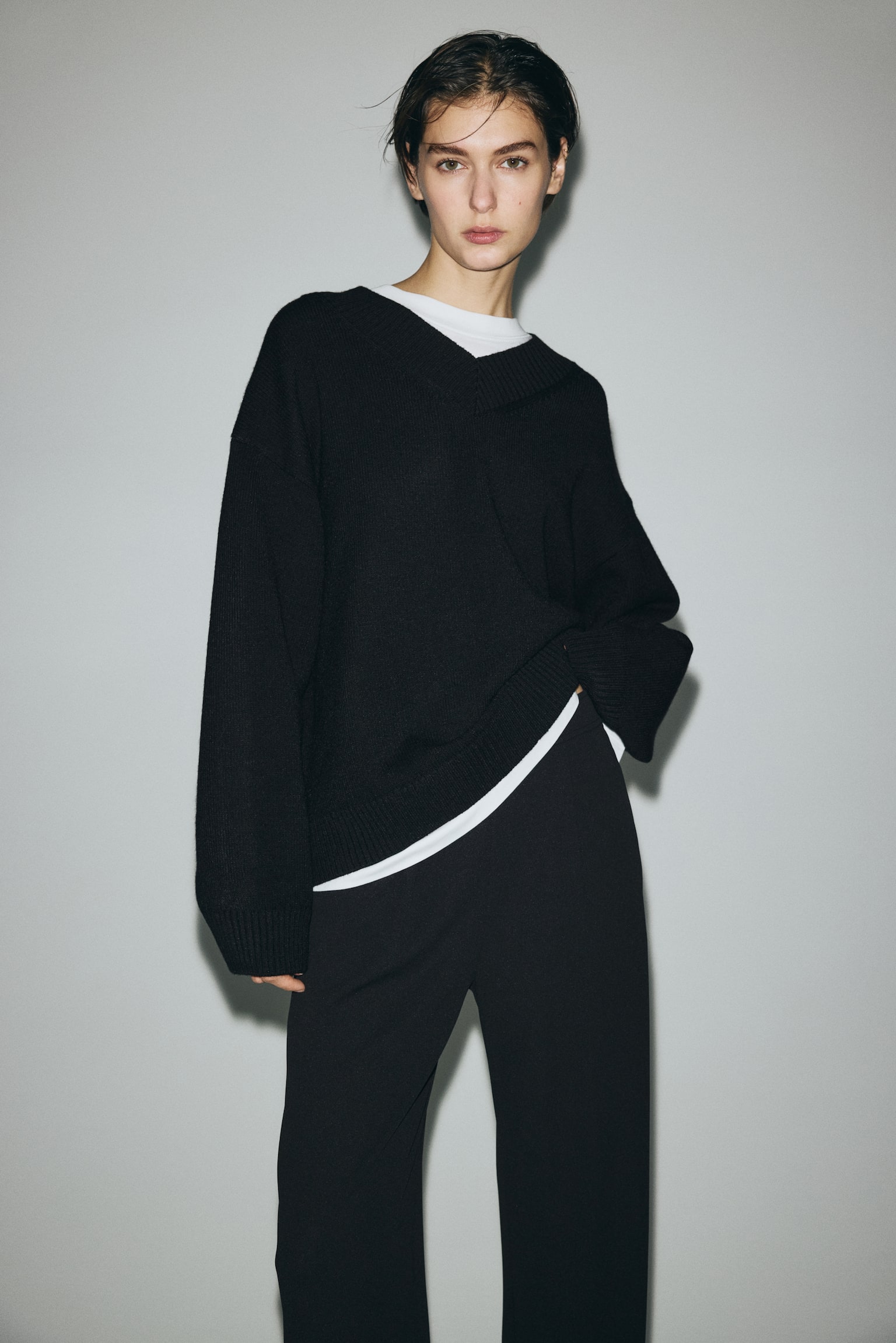 Wide trousers - Black/Dark grey marl/Pinstriped/Dark brown/Dark brown/Greige marl - 3