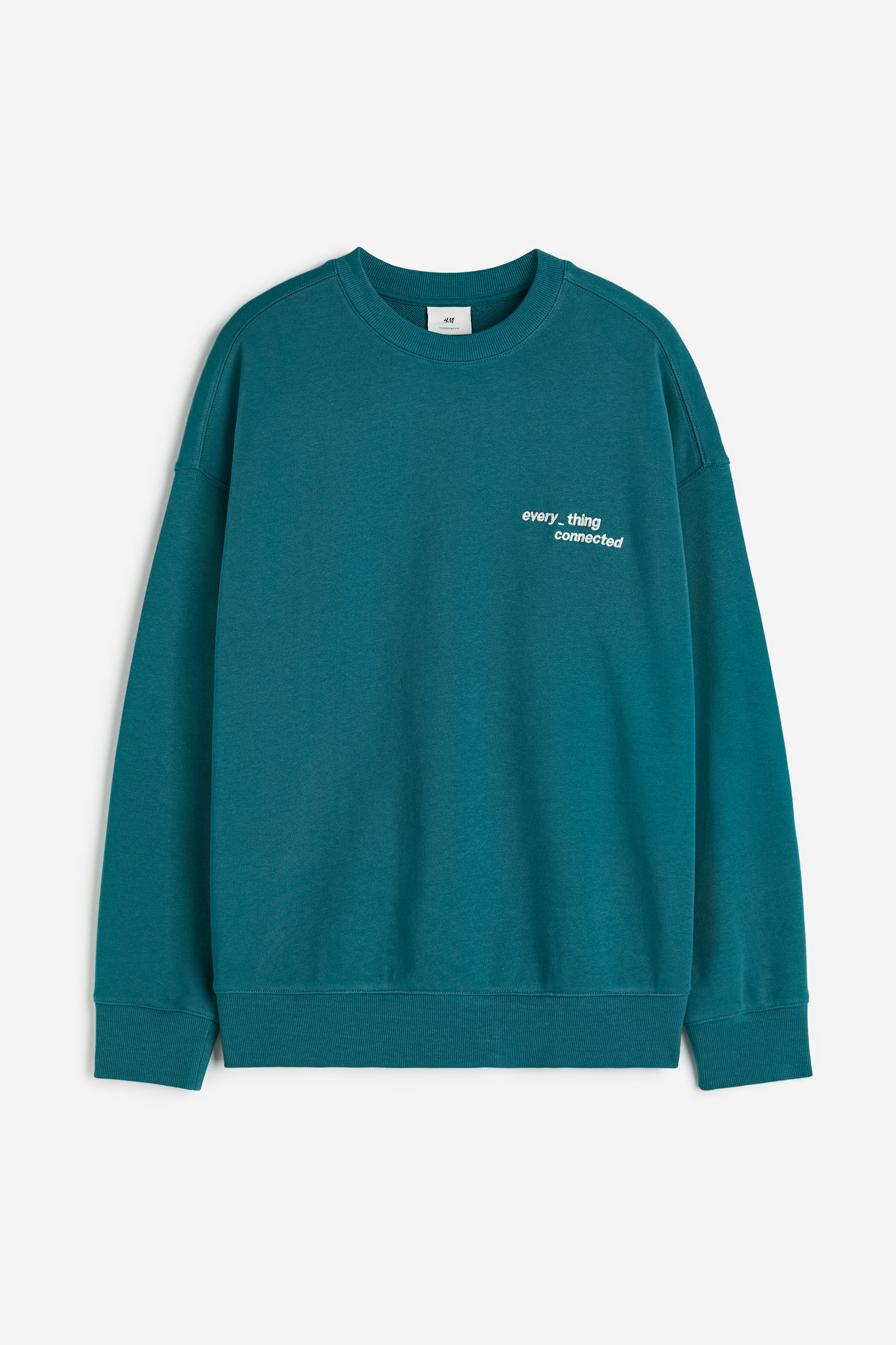 View larger image: Oversized Fit Printed sweatshirt - Dark turquoise - Men | H&M 1