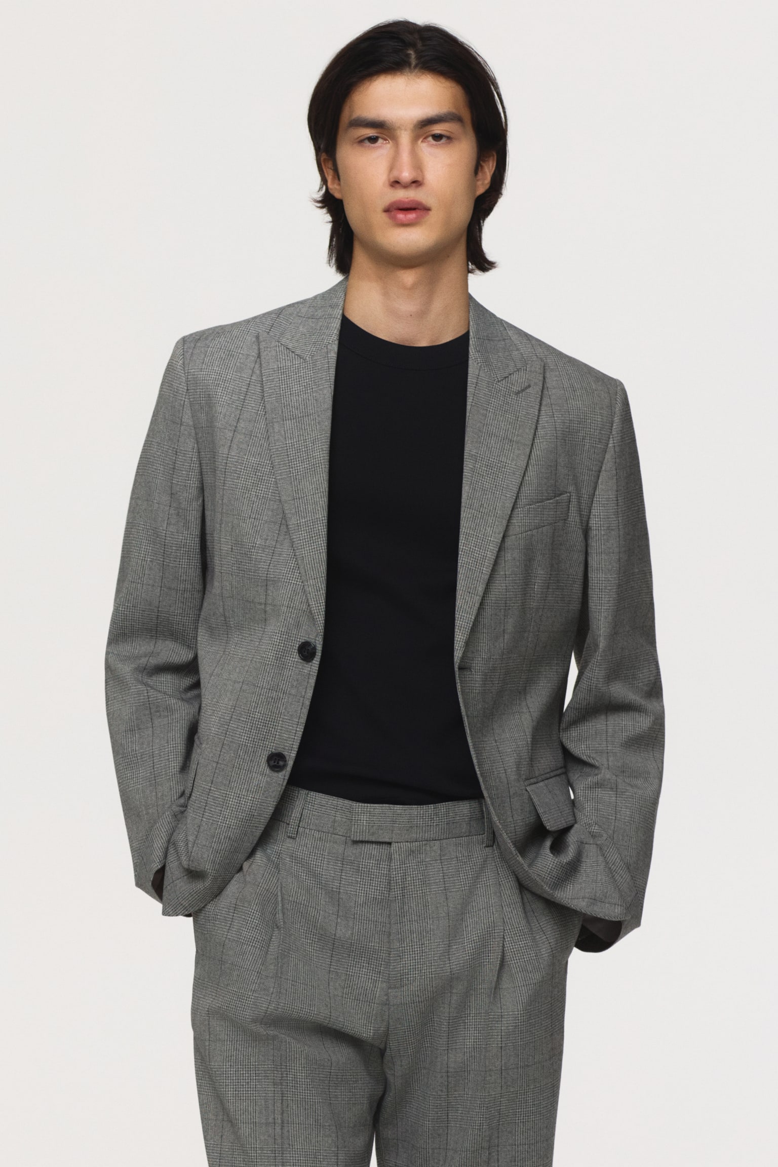 Regular Fit Single-breasted jacket - Grey/Checked/Dark grey - 1