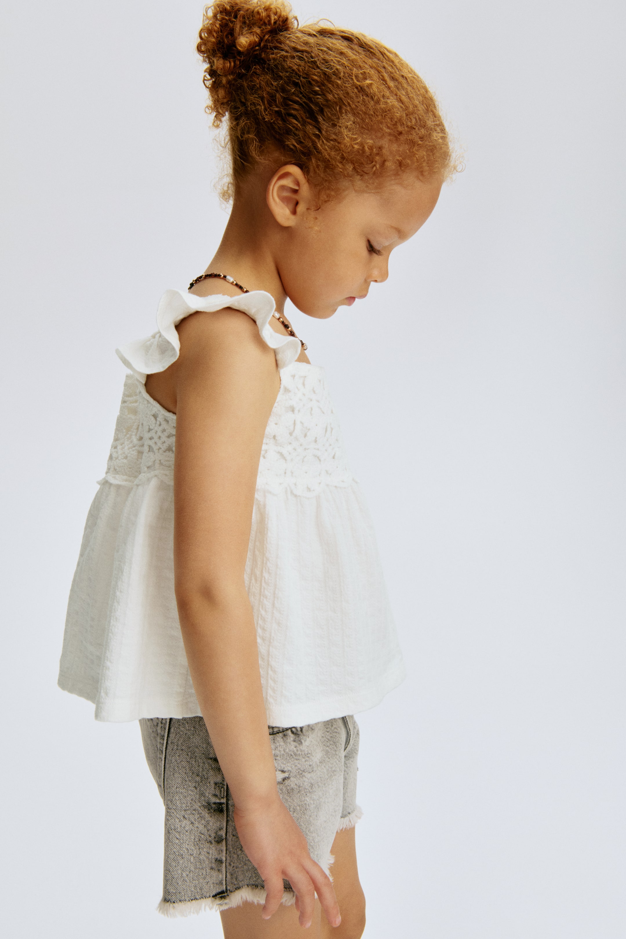 Ruffle-Trimmed Cotton Top