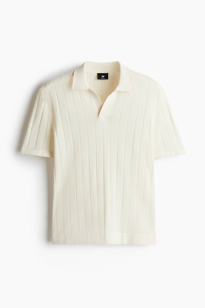 Regular Fit Linen-blend polo shirt - Cream/Sage green - 1