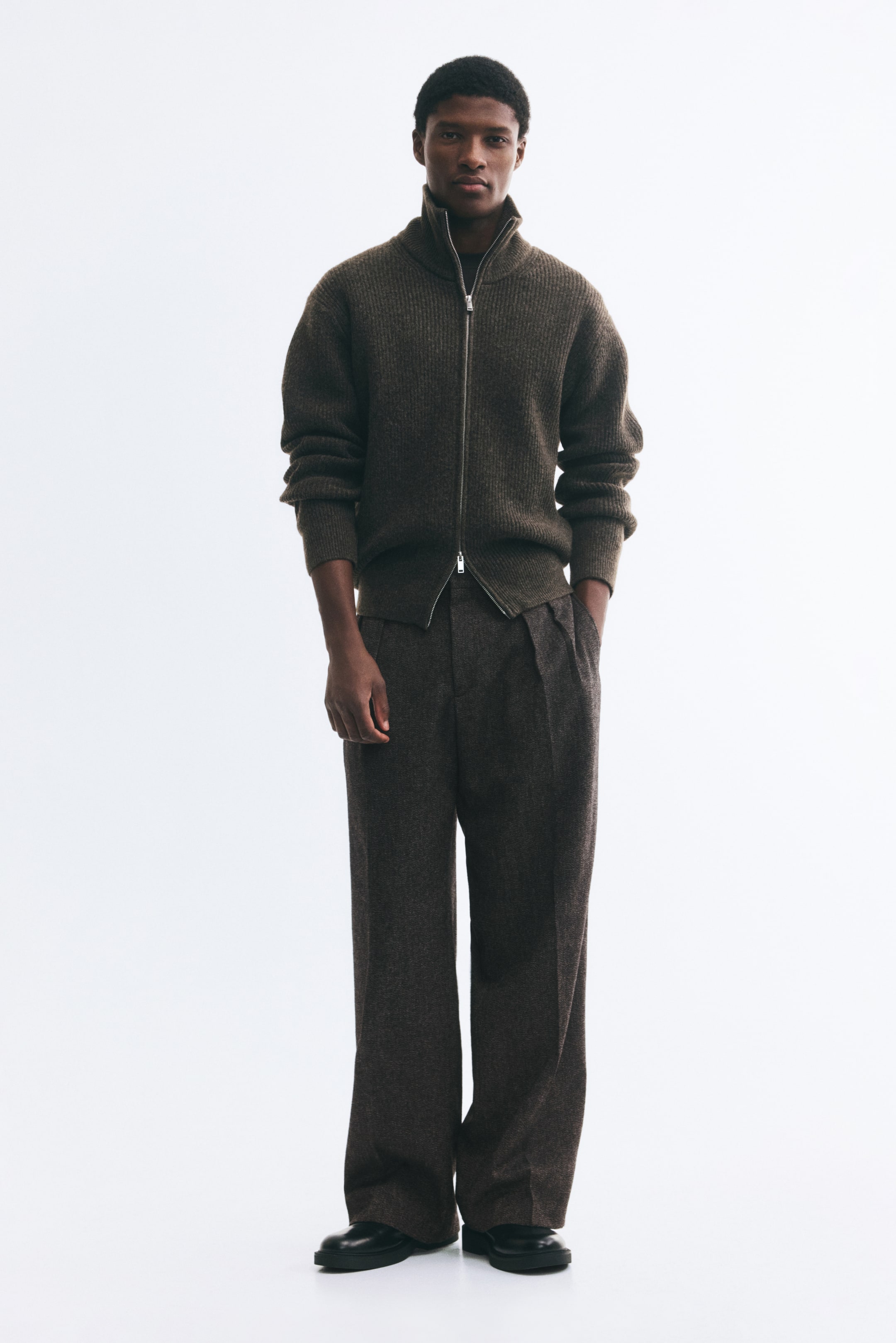 View larger image: Loose-Fit Wool-Blend Pants - Dark brown - Men | H&M CA 1