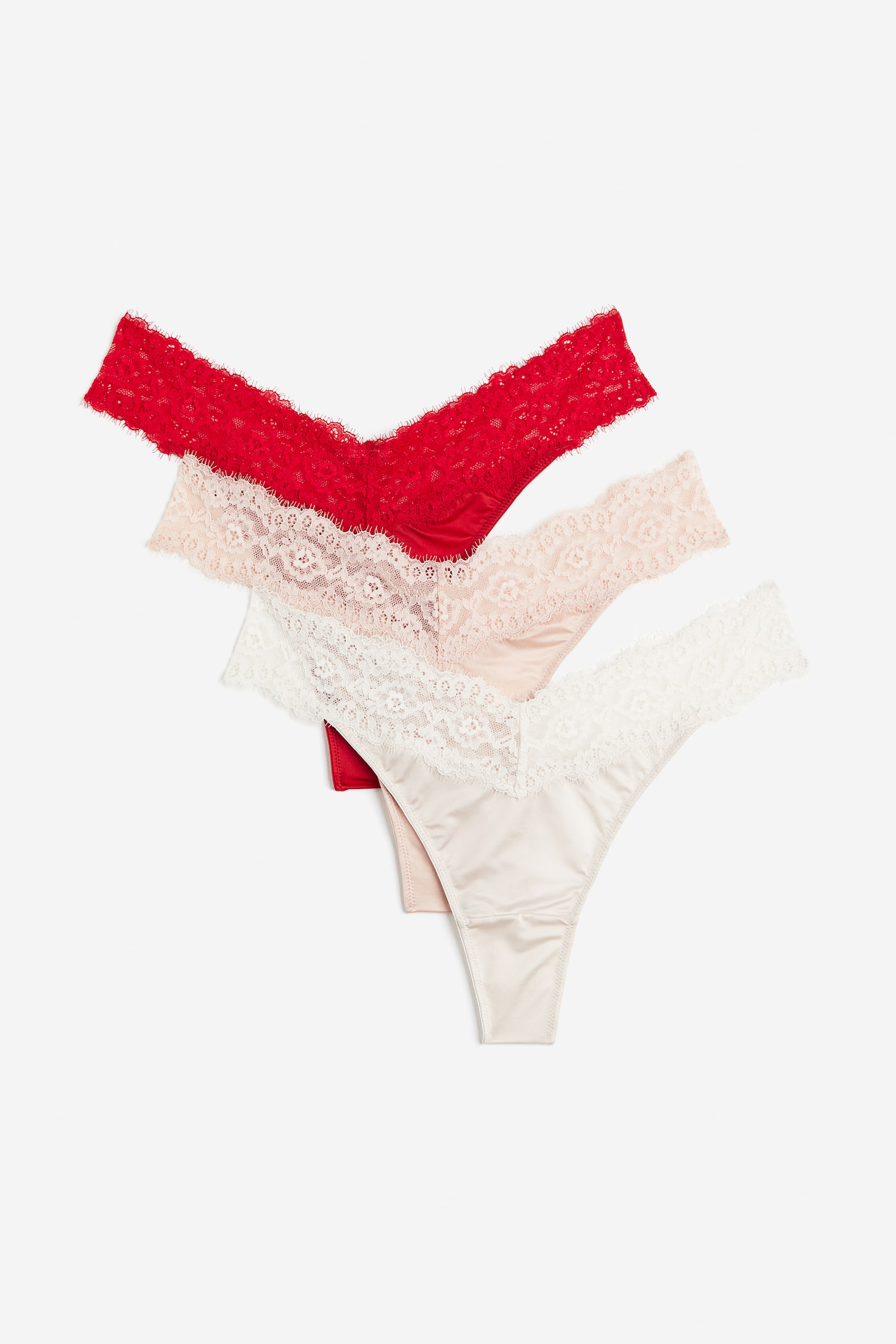 3 Pack Thong Briefs Light Beige Powder Pink Red Ladies Handm Gb